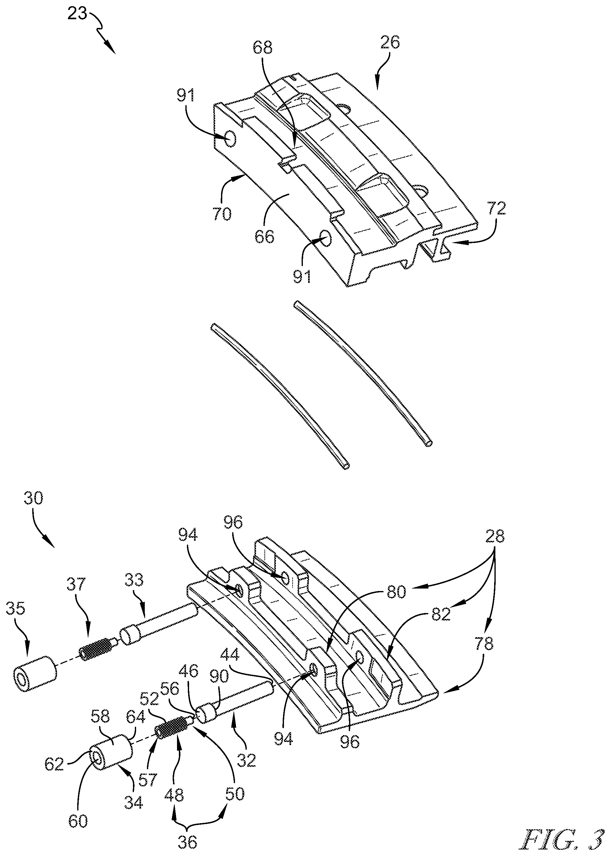 Patent US11773751 Figure 2 – Ceramic matrix composite blade track segment with pin-locating threaded insert