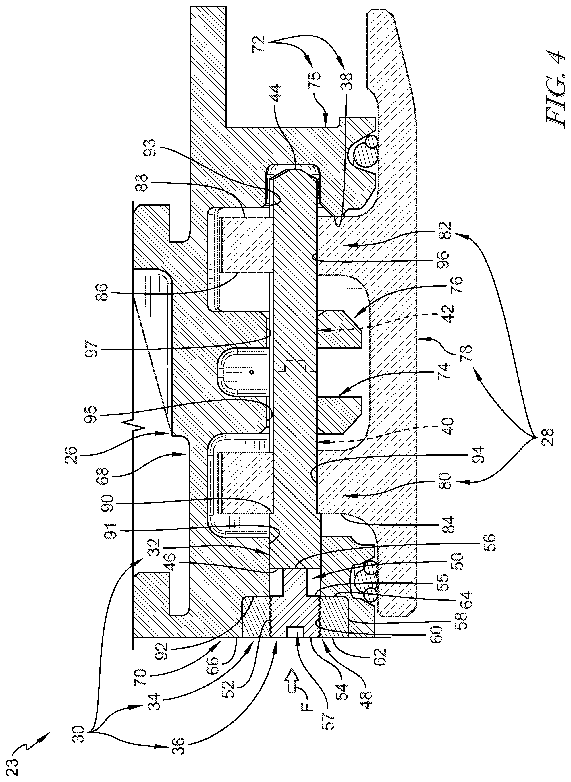 Patent US11773751 Figure 3 – Ceramic matrix composite blade track segment with pin-locating threaded insert