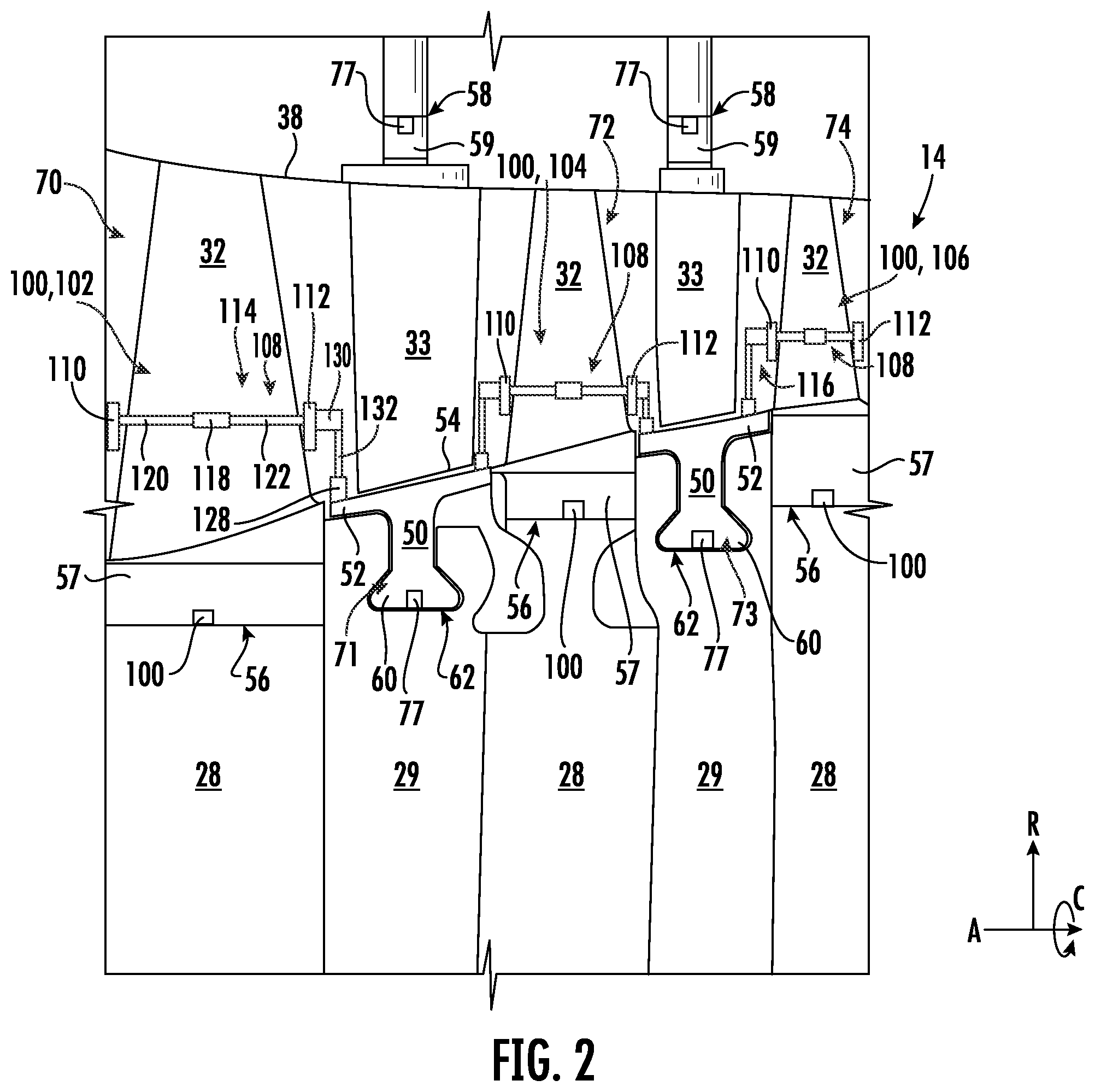 Patent US11773752 Figure 2 – T-fairing installation tooling assembly