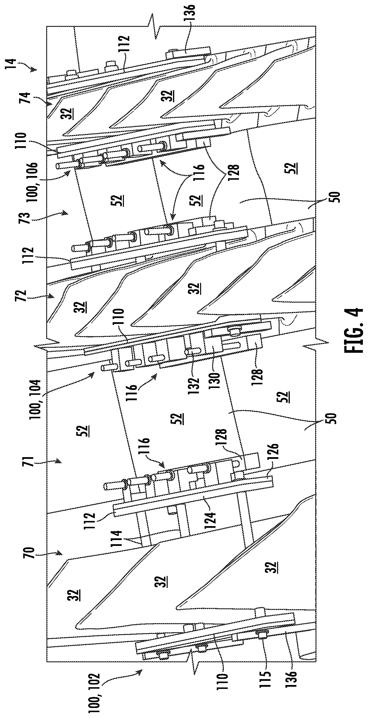 Patent US11773752 Figure 4 – T-fairing installation tooling assembly