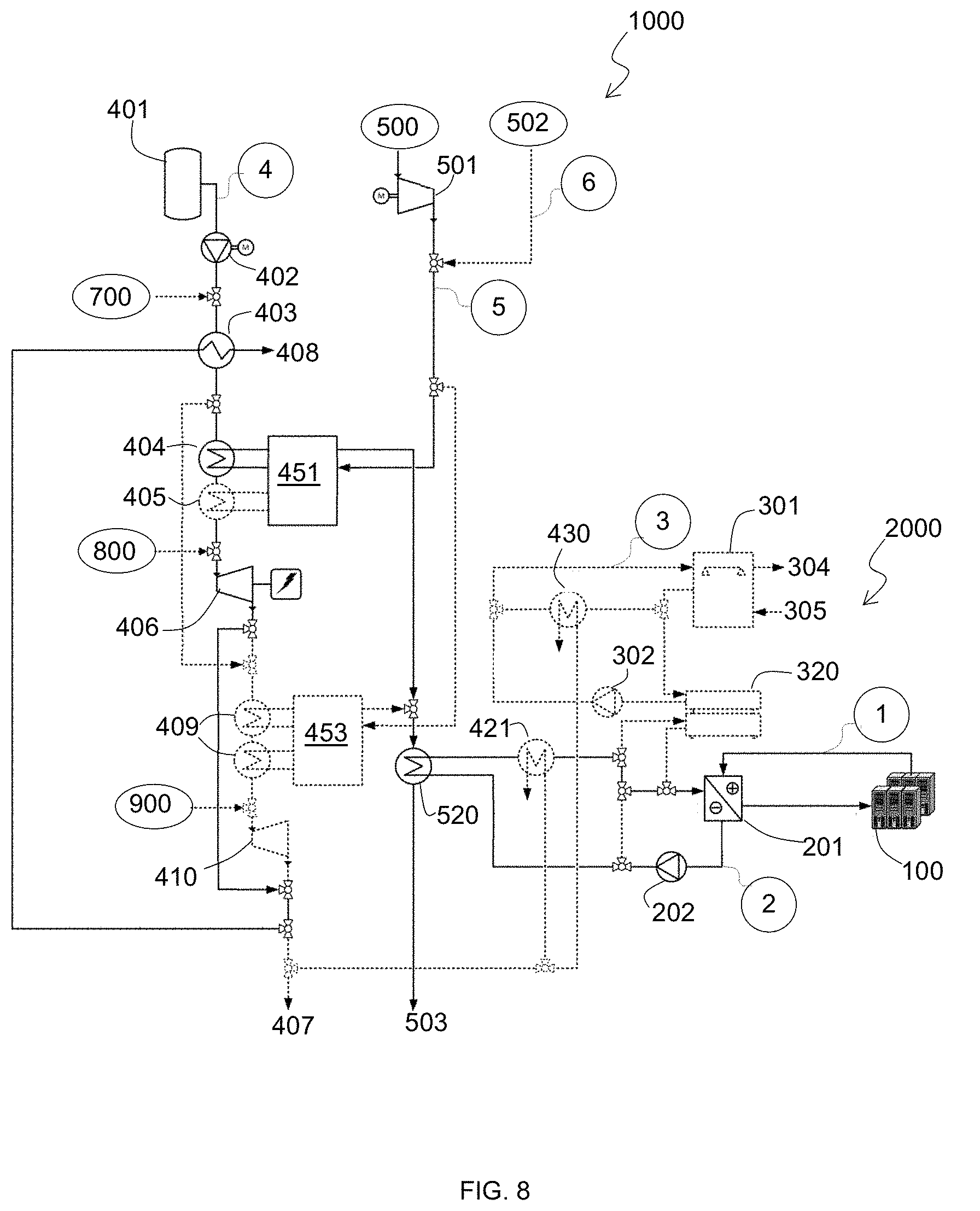 Patent US11773754 Figure 8 – Cryogenic energy system for cooling and powering an indoor environment