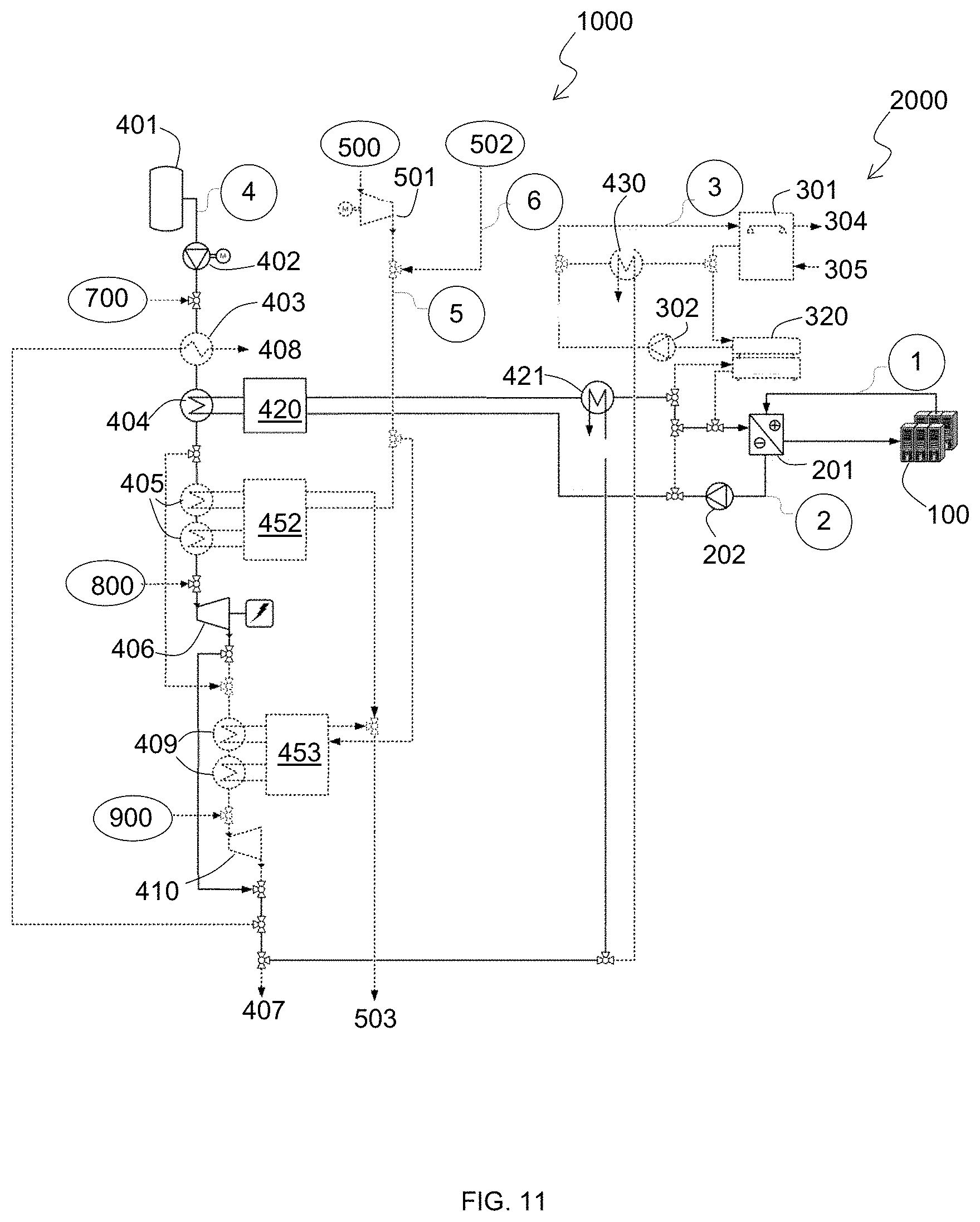 Patent US11773754 Figure 11 – Cryogenic energy system for cooling and powering an indoor environment
