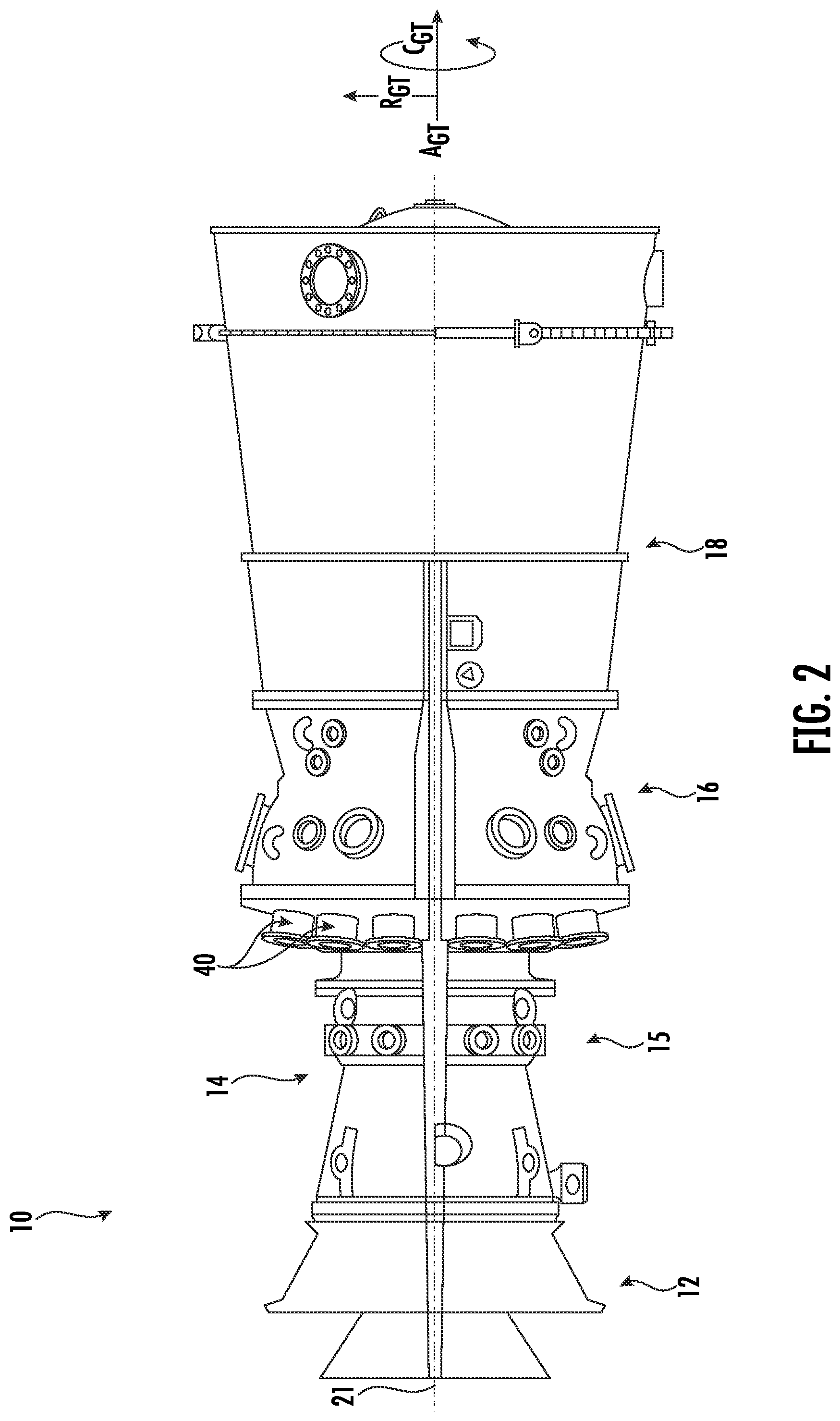 Patent US11773772 Figure 2 – System and method for installation or removal of one or more combustion cans