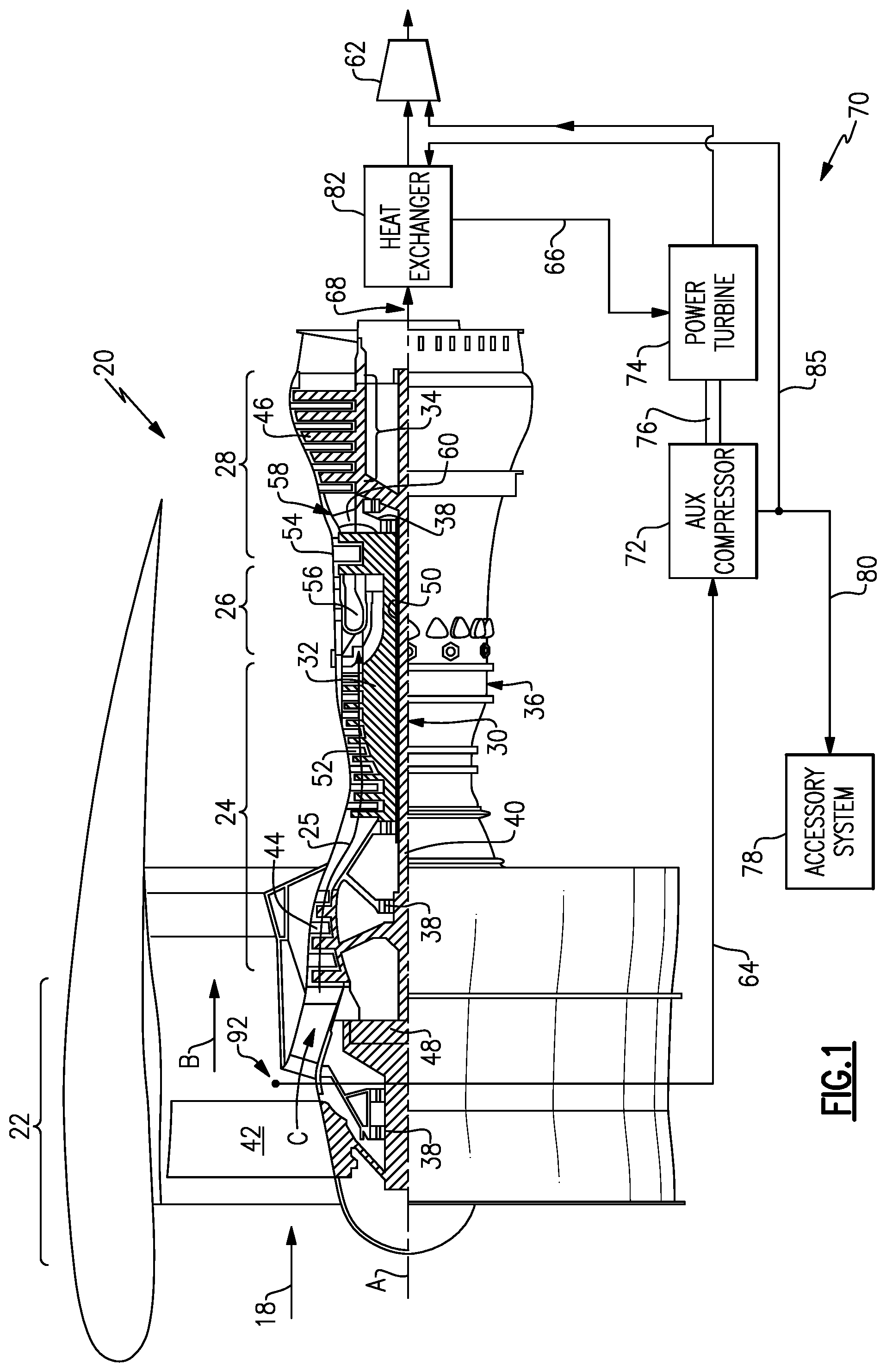Patent US11773778 Figure 1 – Air bottoming cycle air cycle system source