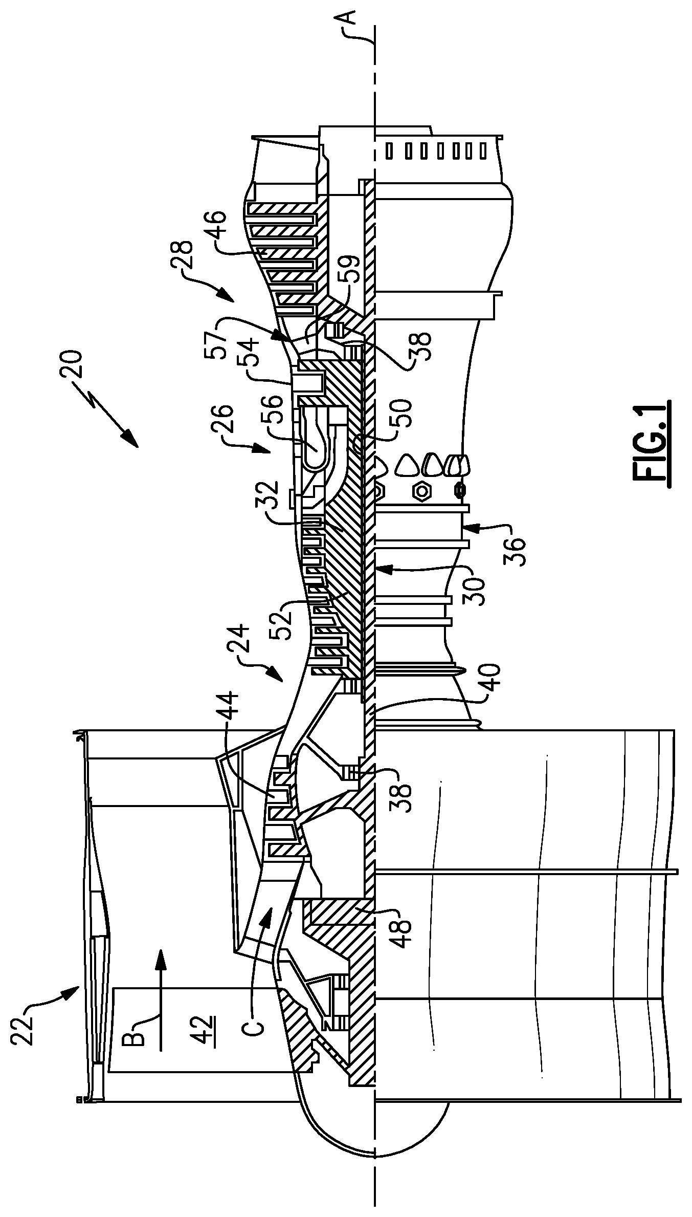 Patent US11773787 Figure 1 – Method of assembly for gas turbine fan drive gear system