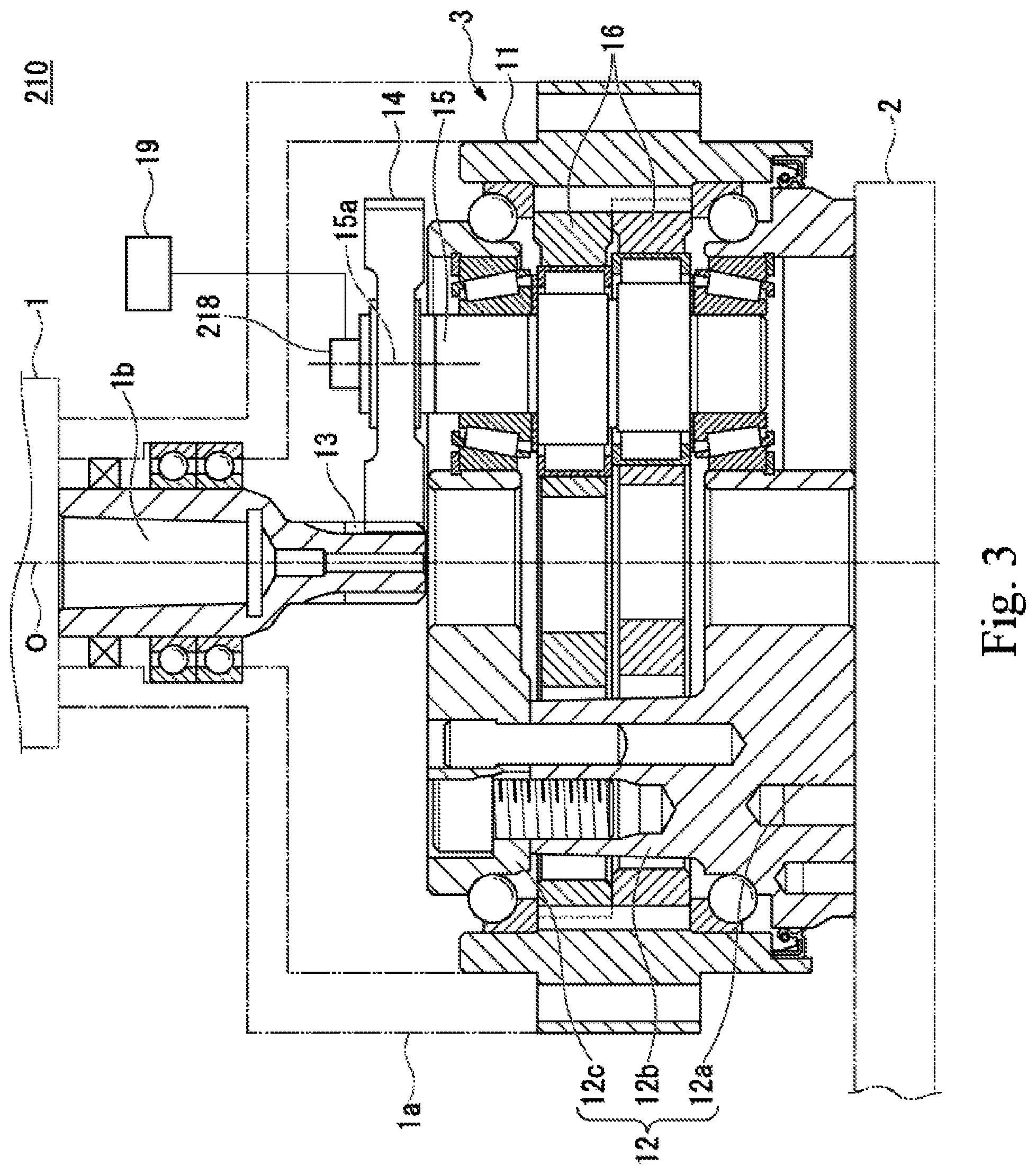 Patent US11773797 Figure 4 – Status monitoring device for speed reducer, and speed reducing device