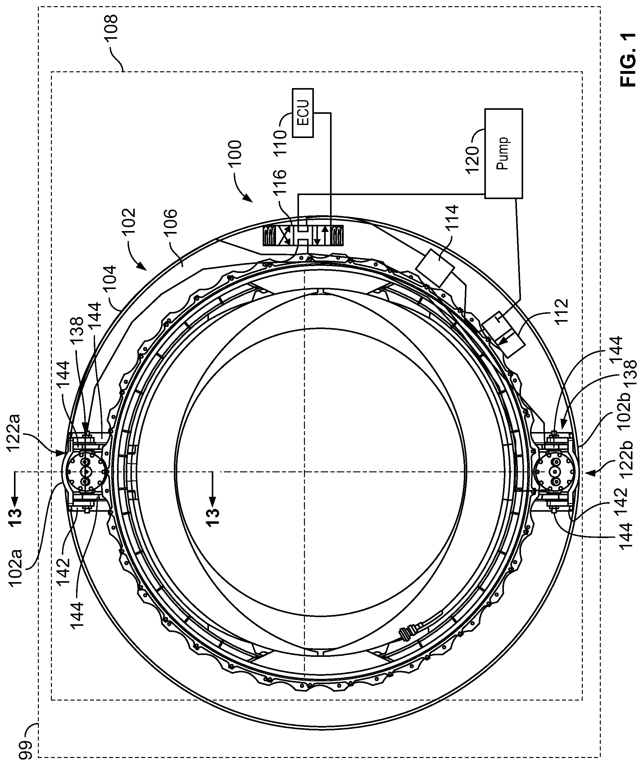 Patent US11773807 Figure 1 – Actuator systems for thrust reverser