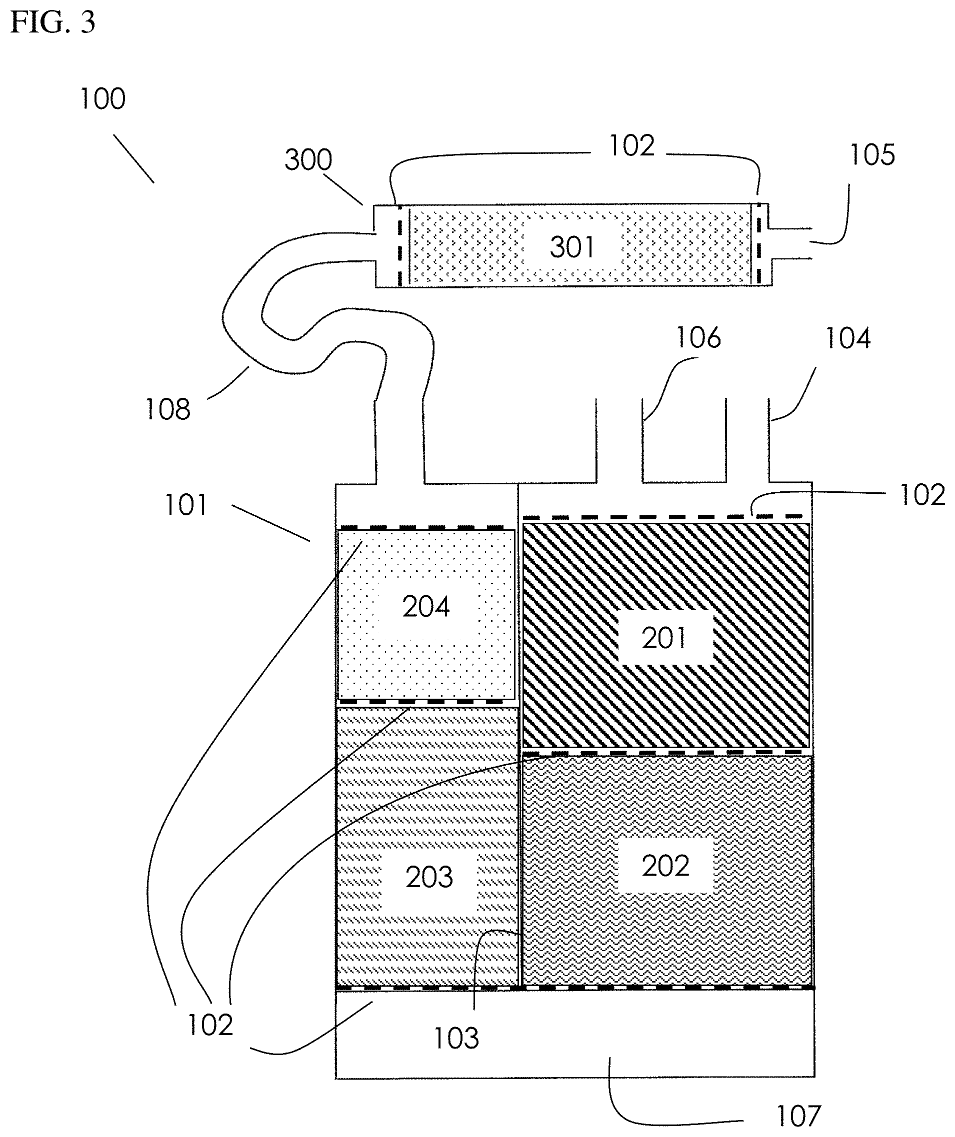 Patent US11773810 Figure 3 – Low emission adsorbent and canister system