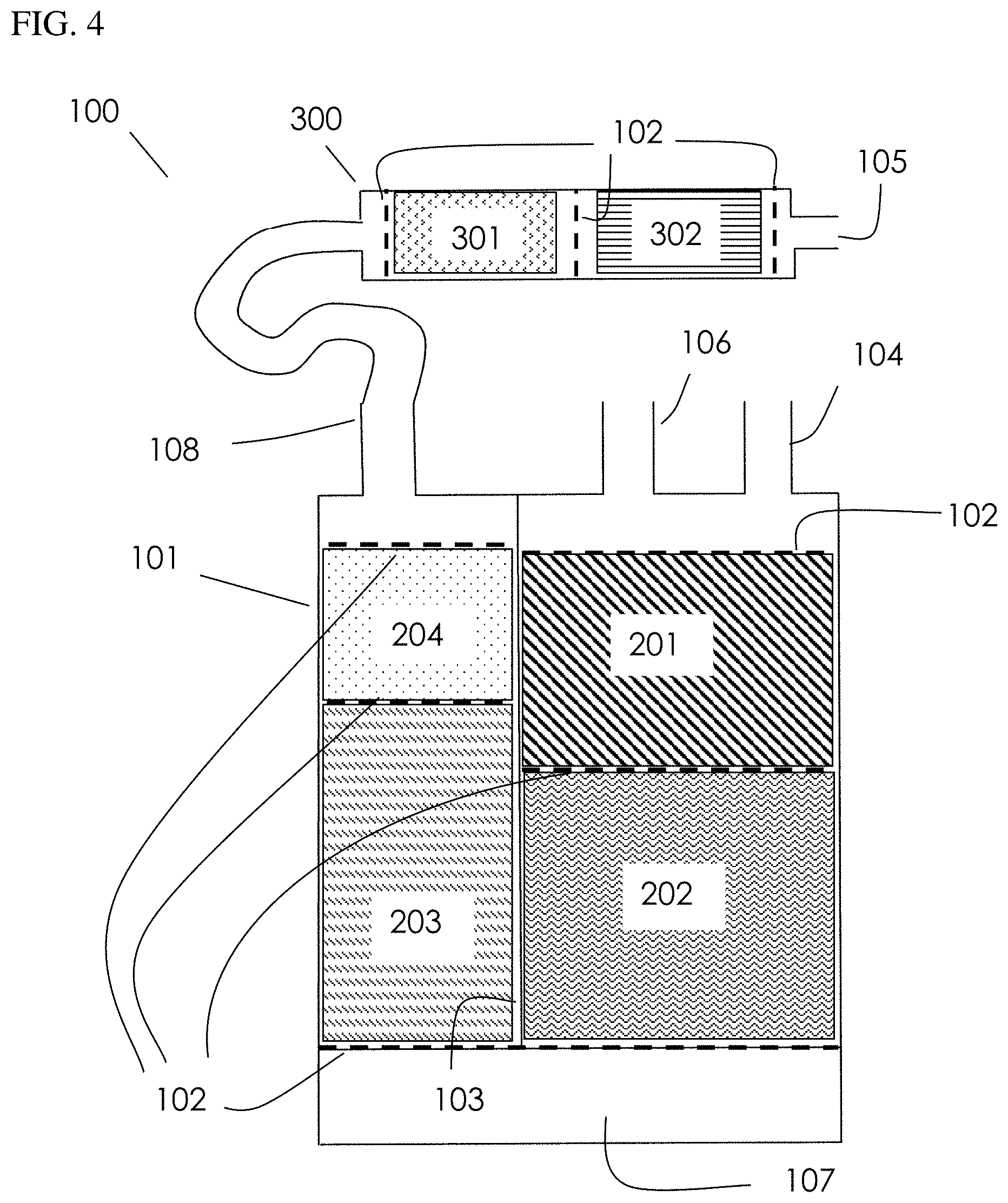 Patent US11773810 Figure 4 – Low emission adsorbent and canister system