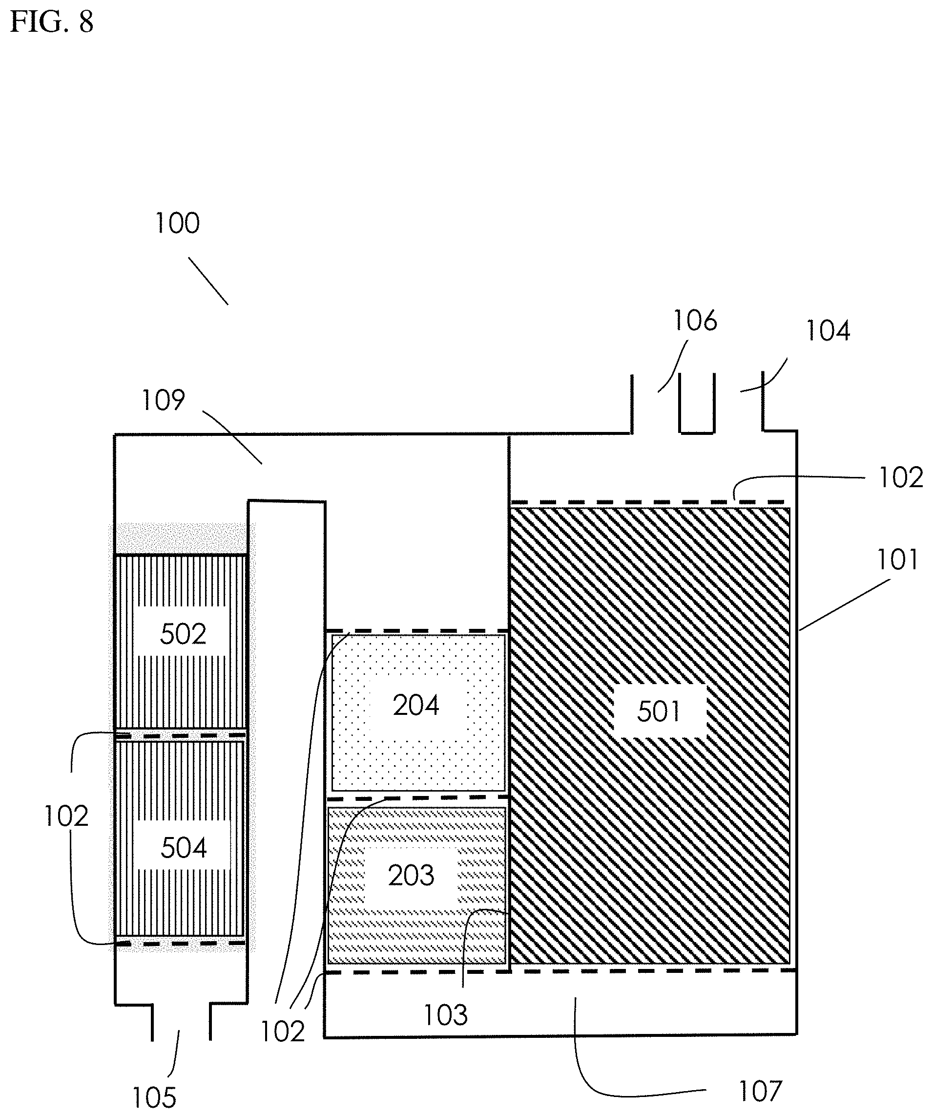Patent US11773810 Figure 8 – Low emission adsorbent and canister system