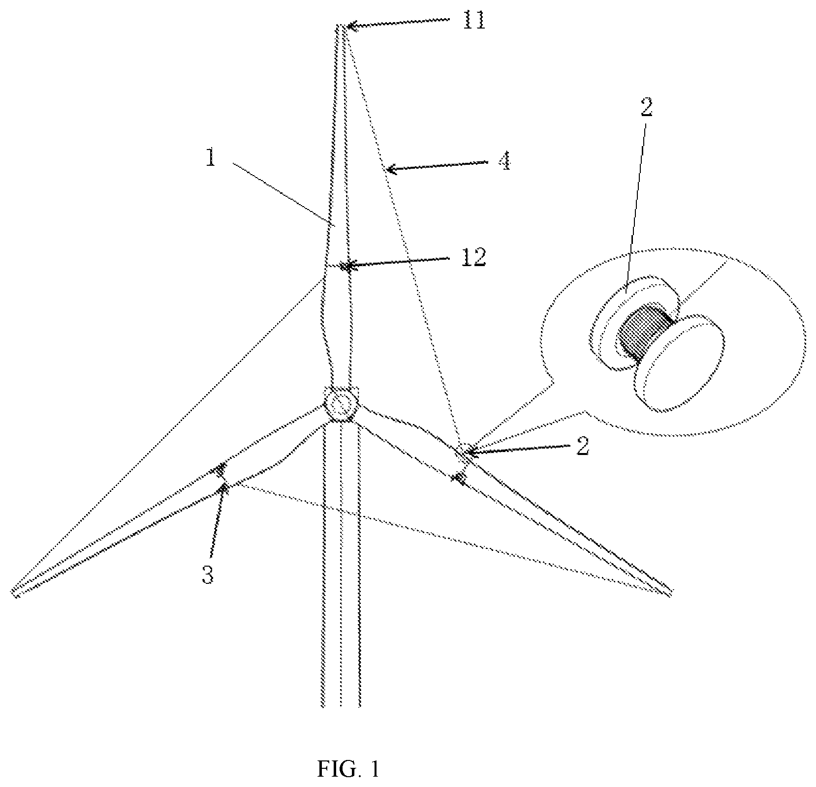 Patent US11773820 Figure 1 – Active folding wind turbine capable of resisting severe typhoons