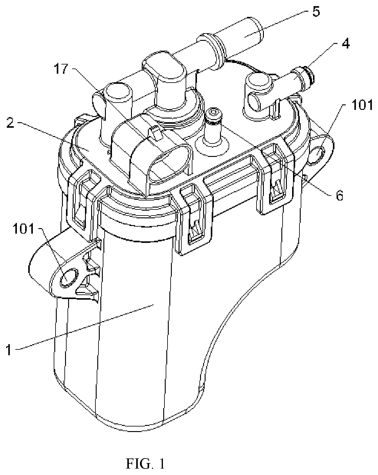 Patent US11773836 Figure 1 – External fuel pump and valve seat for the fuel pump