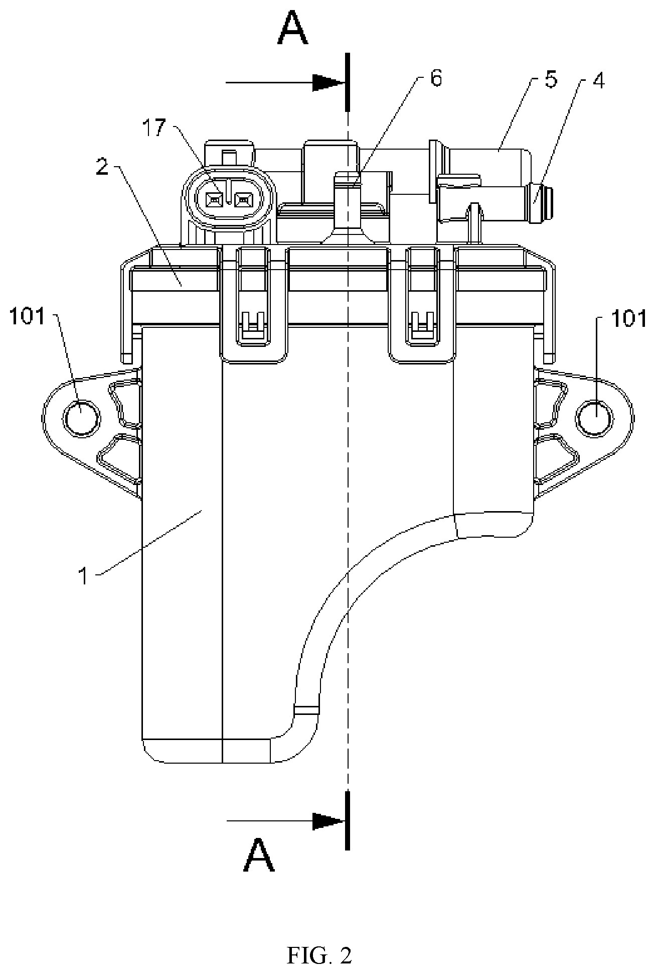Patent US11773836 Figure 2 – External fuel pump and valve seat for the fuel pump