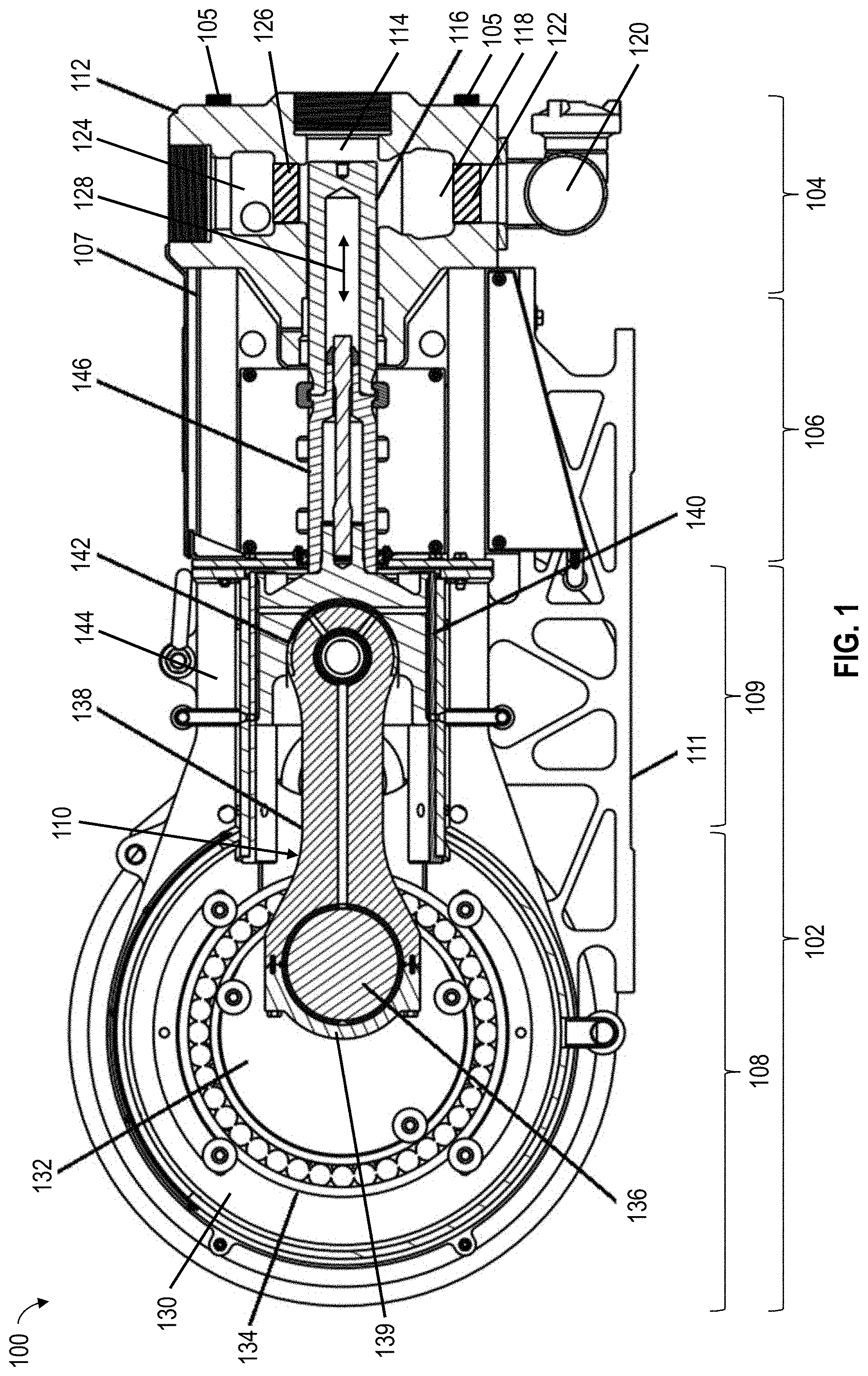 Patent US11773843 — Integral reciprocating pump structure supporting spacer section — Figure 1