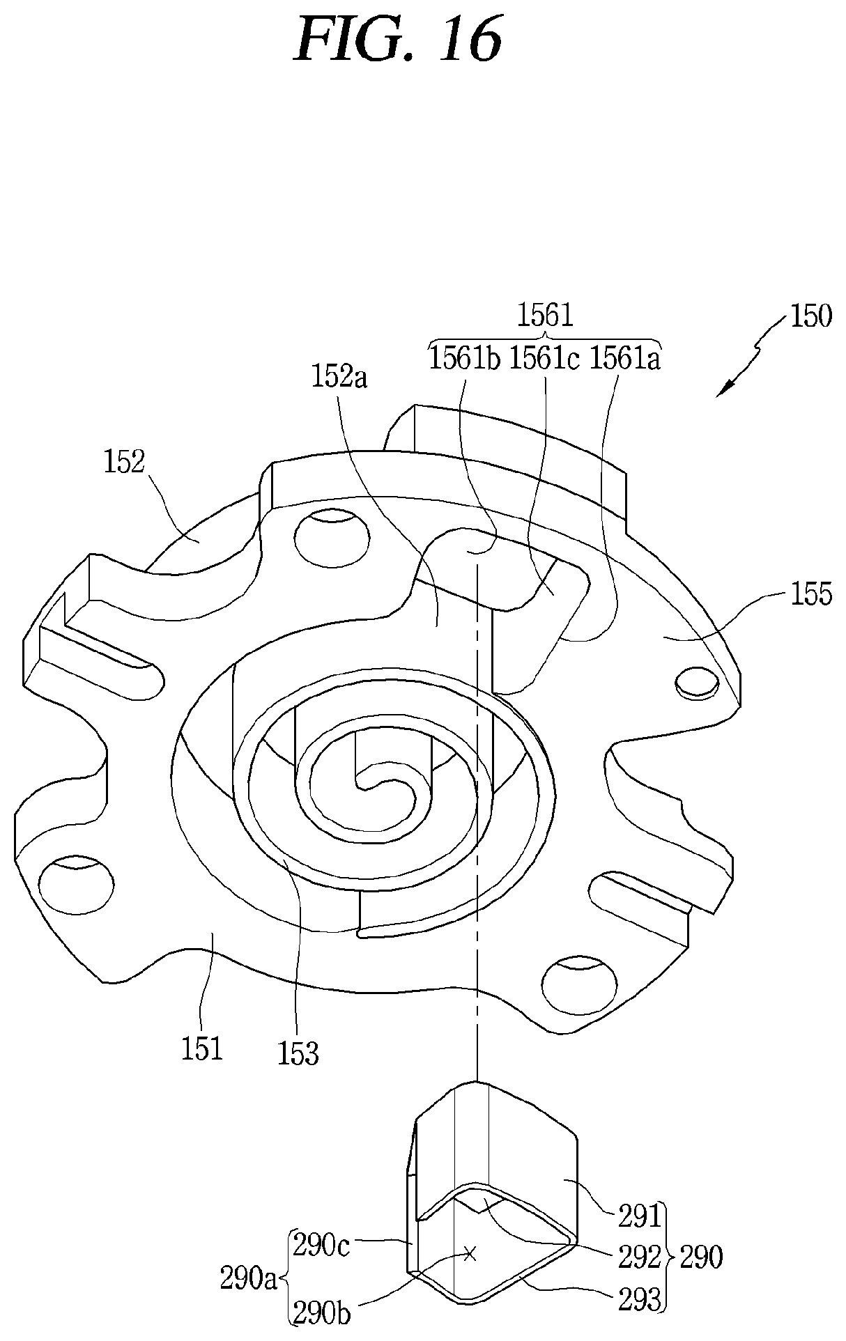 Patent US11773851 Figure 11 – Scroll compressor including suction guide
