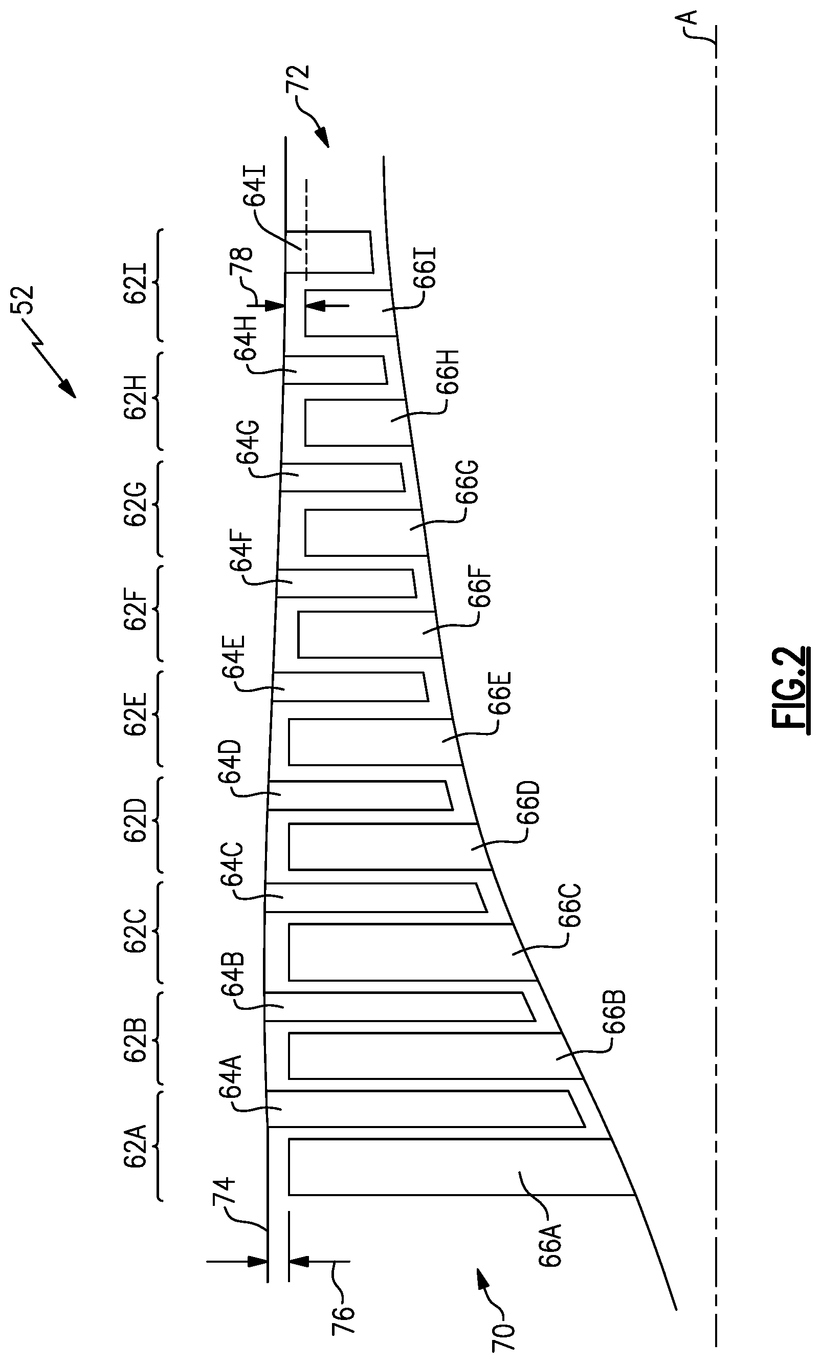 Patent US11773866 Figure 2 – Repeating airfoil tip strong pressure profile