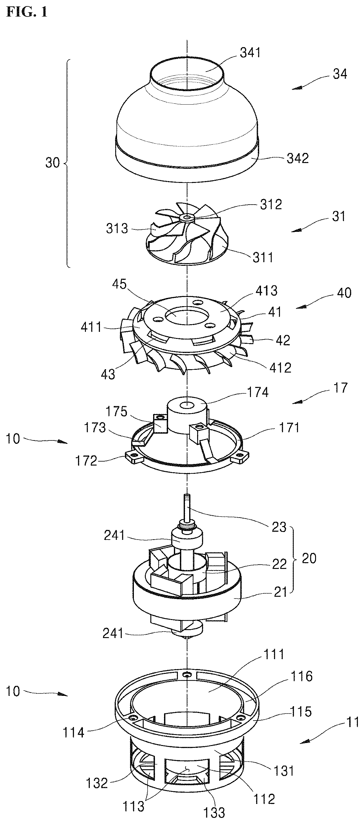 Patent US11773874 Figure 1 – Fan motor