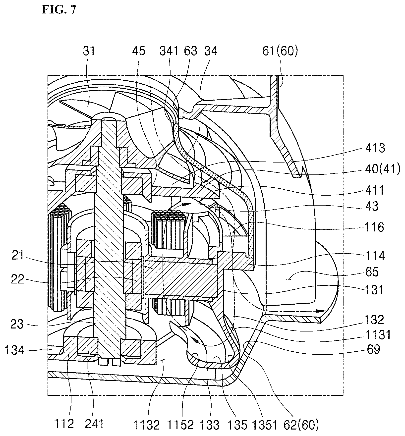 Patent US11773874 Figure 7 – Fan motor