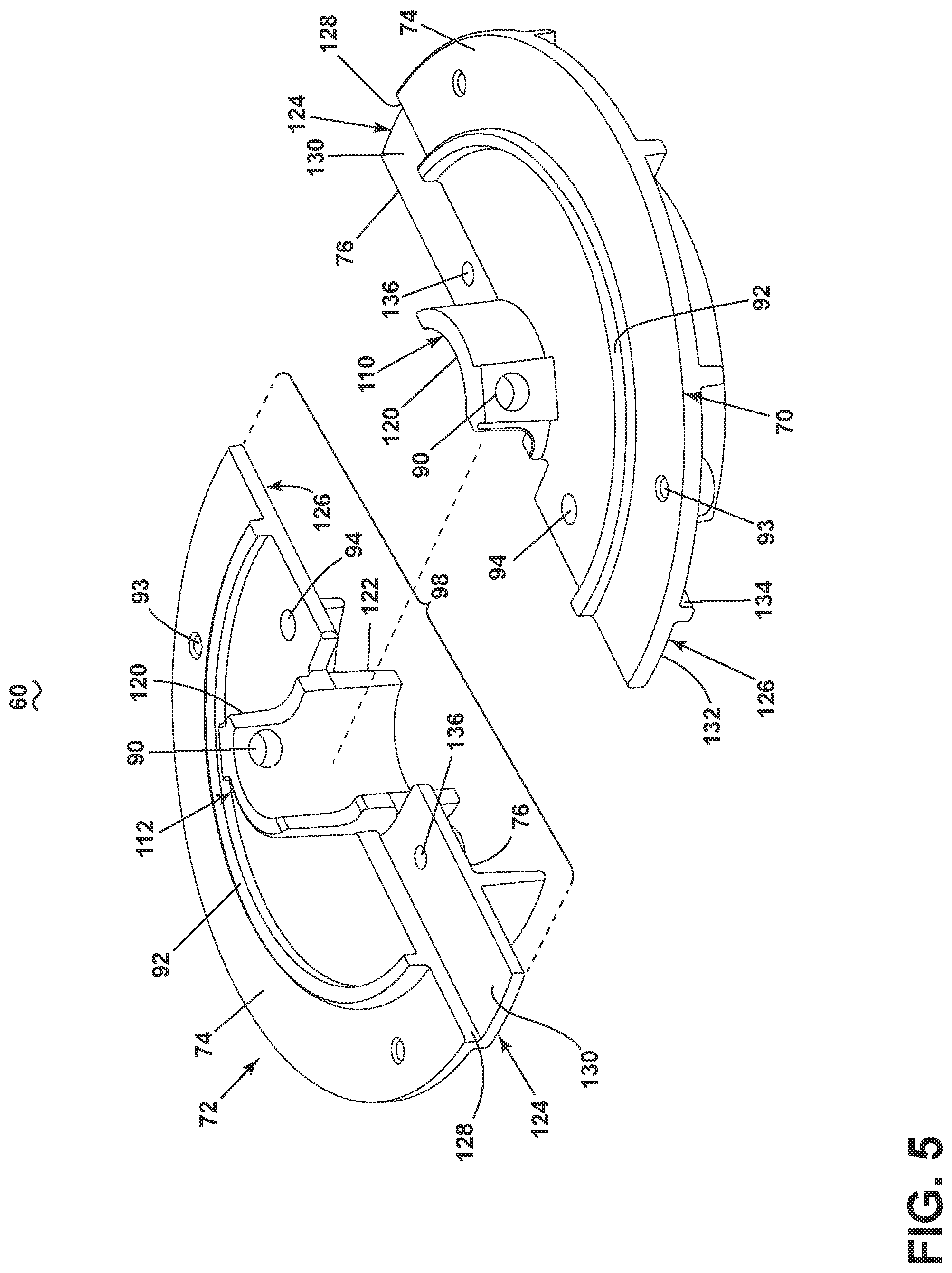 Patent US11773875 Figure 5 – Ceiling fan with mounting plate
