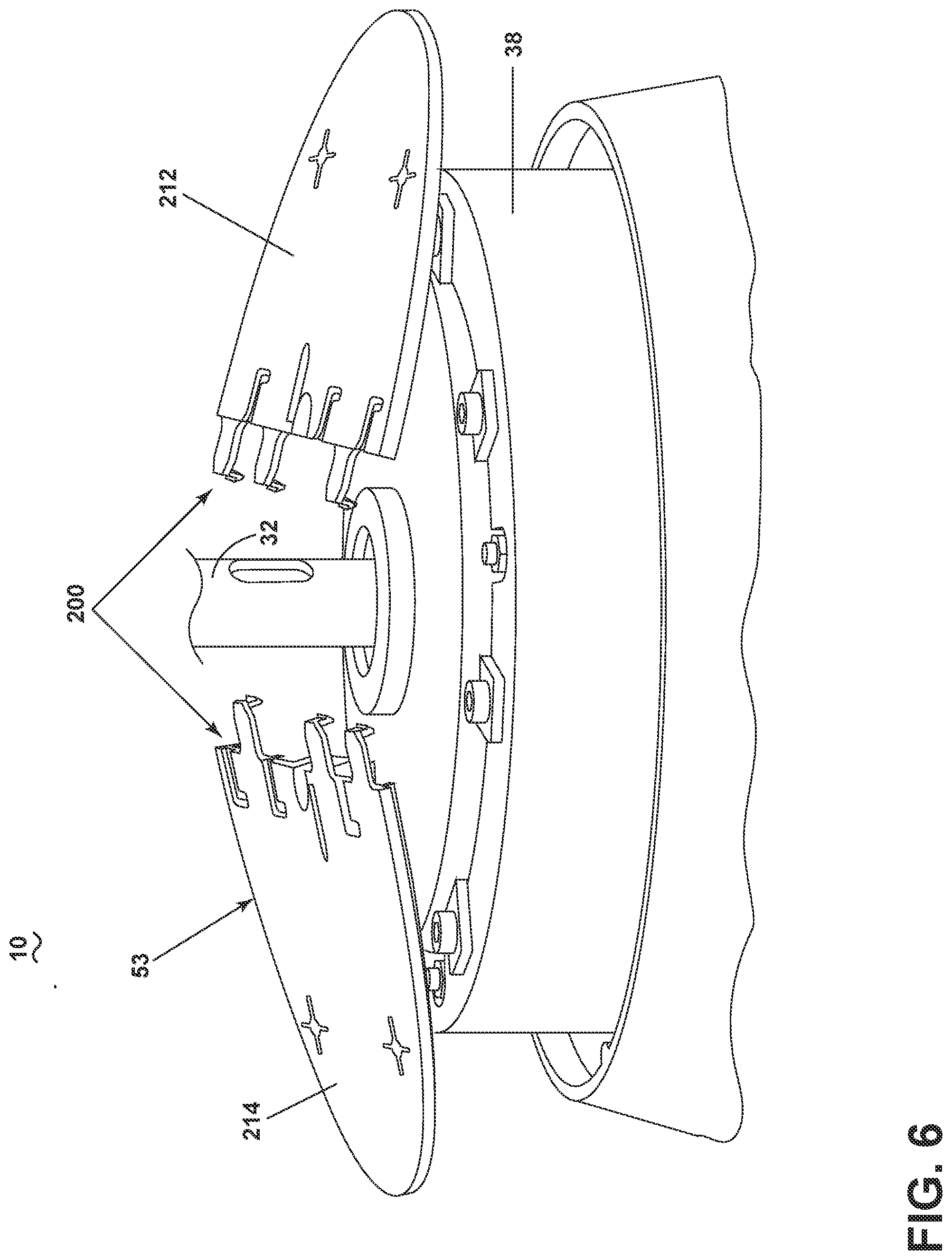 Patent US11773875 Figure 6 – Ceiling fan with mounting plate