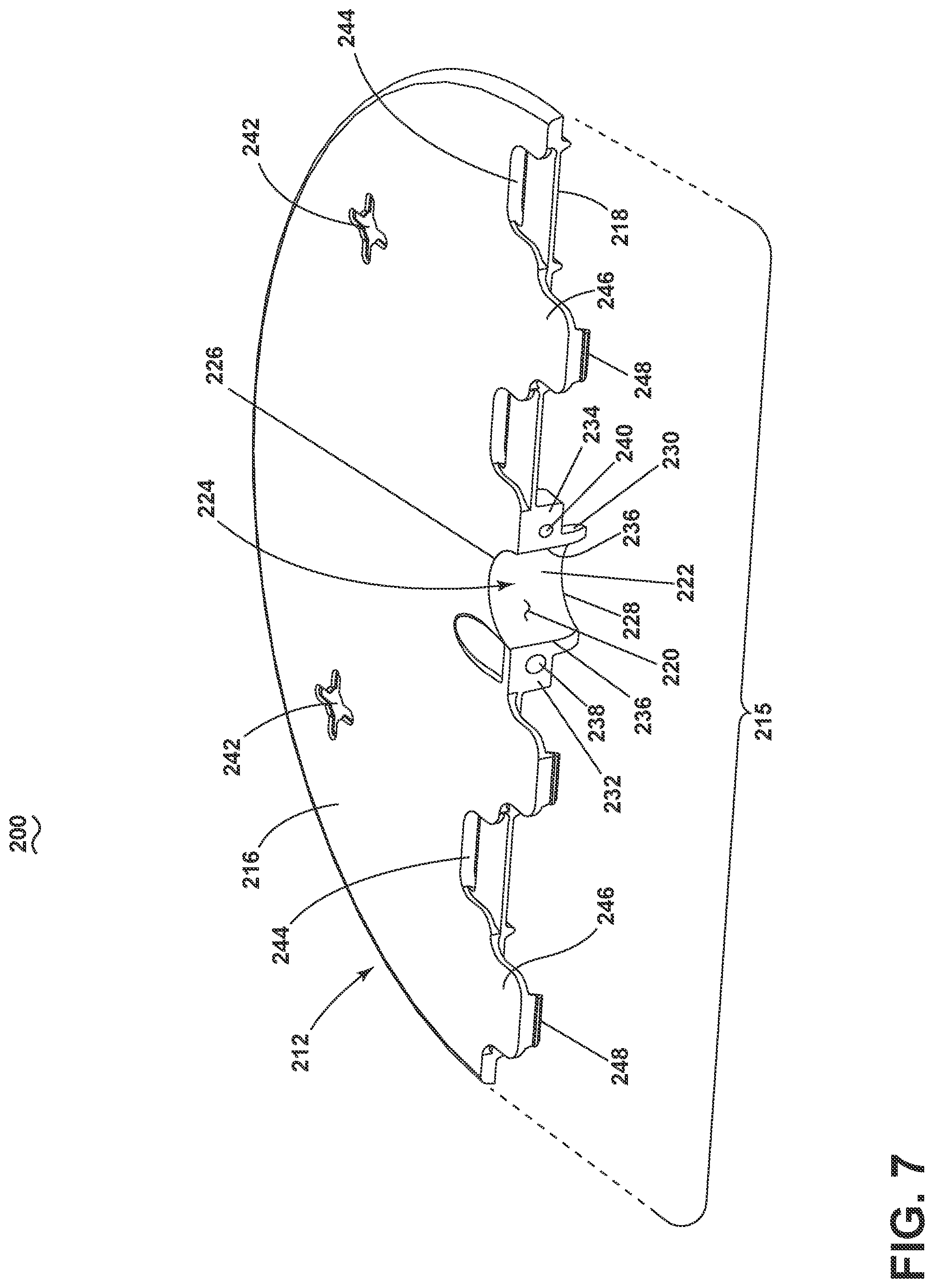 Patent US11773875 Figure 7 – Ceiling fan with mounting plate