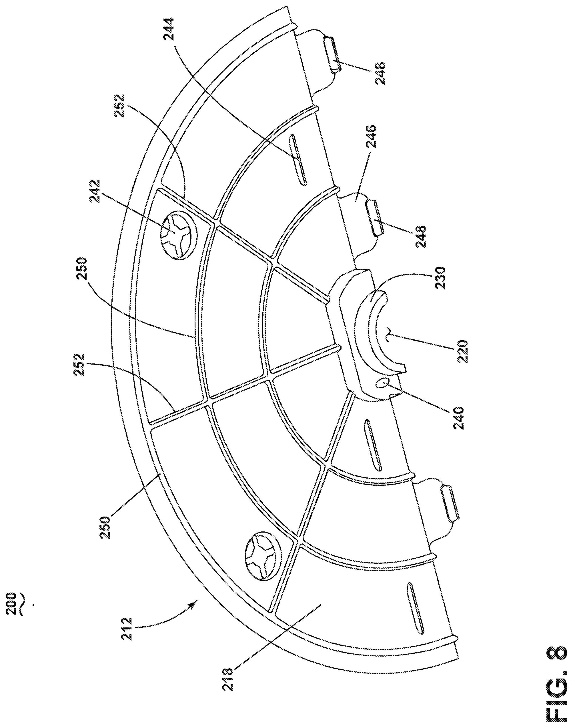 Patent US11773875 Figure 8 – Ceiling fan with mounting plate