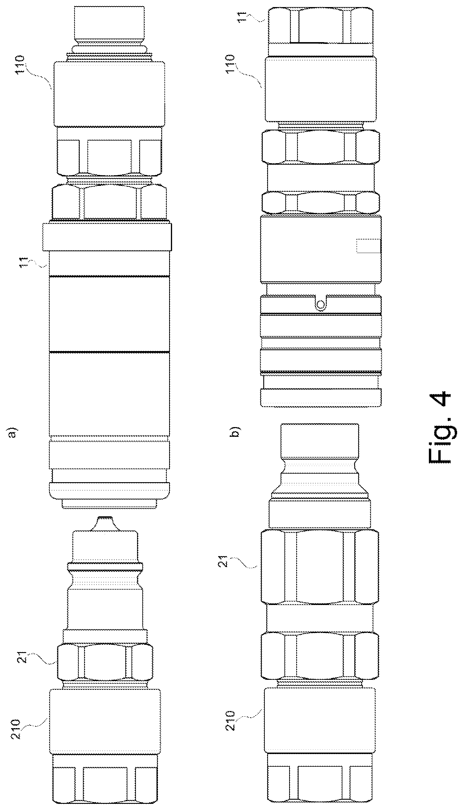 Patent US11773880 Figure 4 – Connector for hydrodynamic applications equipped with at least one detection sensor
