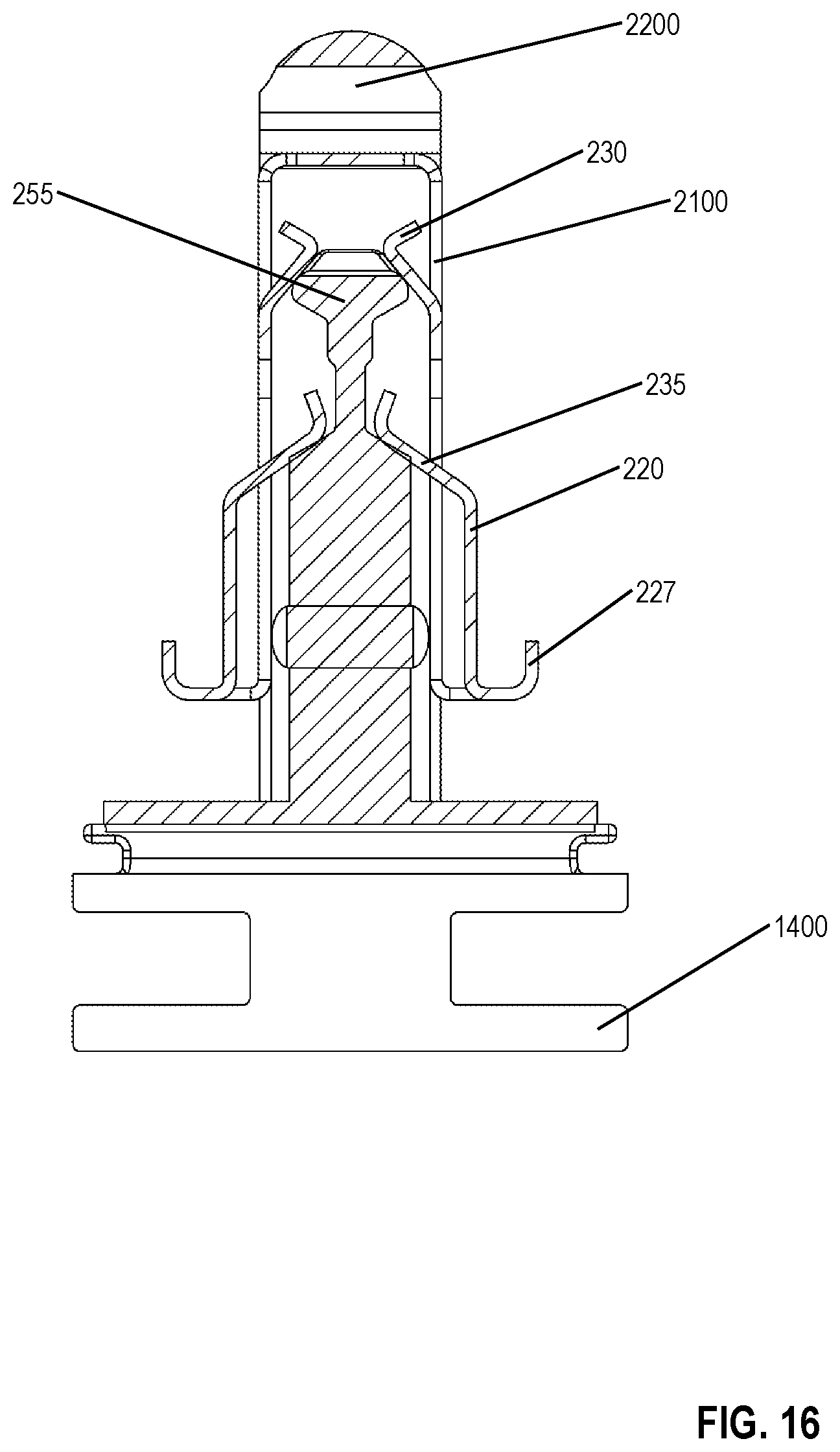 Patent US11773887 Figure 16 – Fastener clip assembly with expandable cap