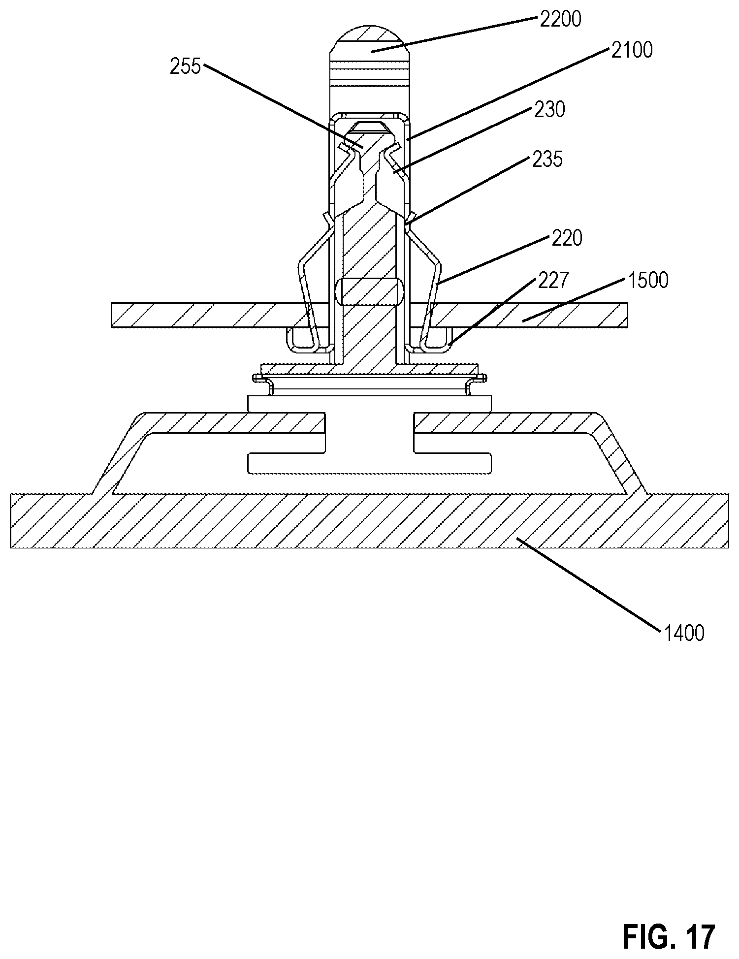 Patent US11773887 Figure 17 – Fastener clip assembly with expandable cap