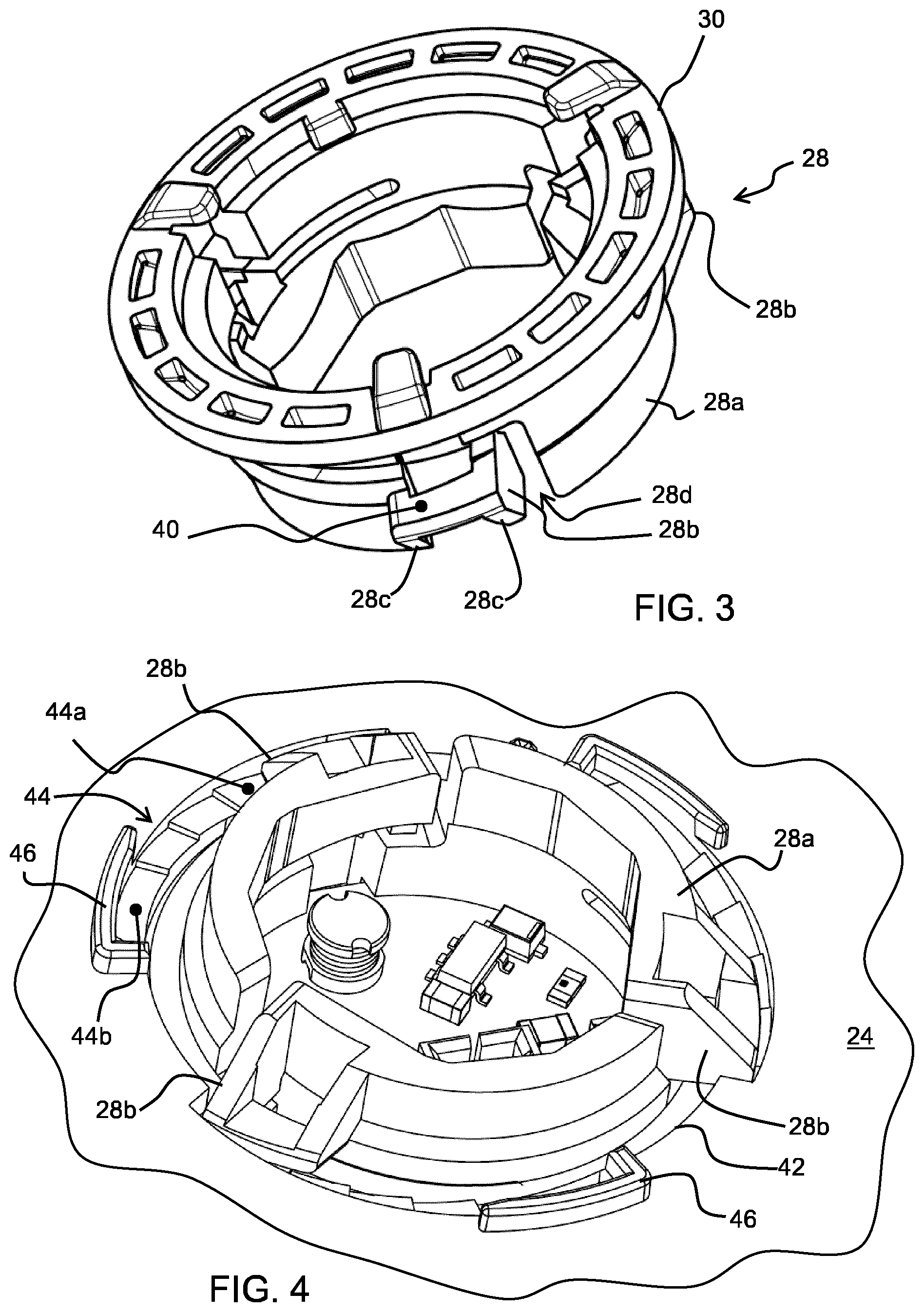 Patent US11773889 Figure 2 – Electro optical component for fitting into a product wall, product comprising a wall and fitting method