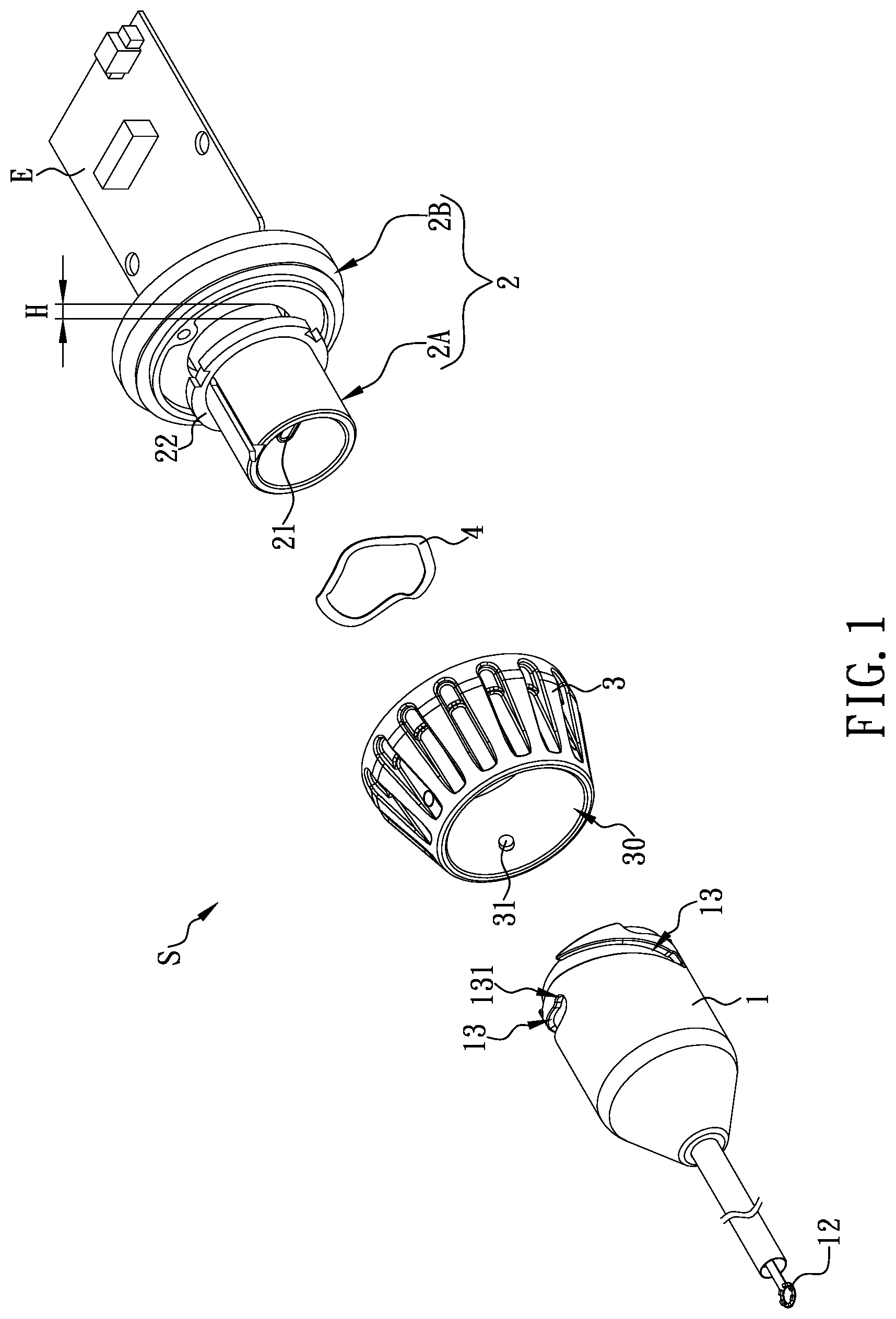 Patent US11773890 Figure 1 – Quick connector with compressive and rotational locking and unlocking mechanism