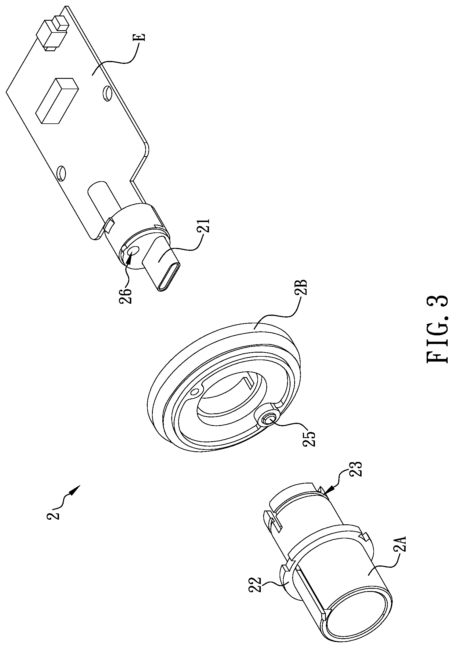 Patent US11773890 Figure 3 – Quick connector with compressive and rotational locking and unlocking mechanism