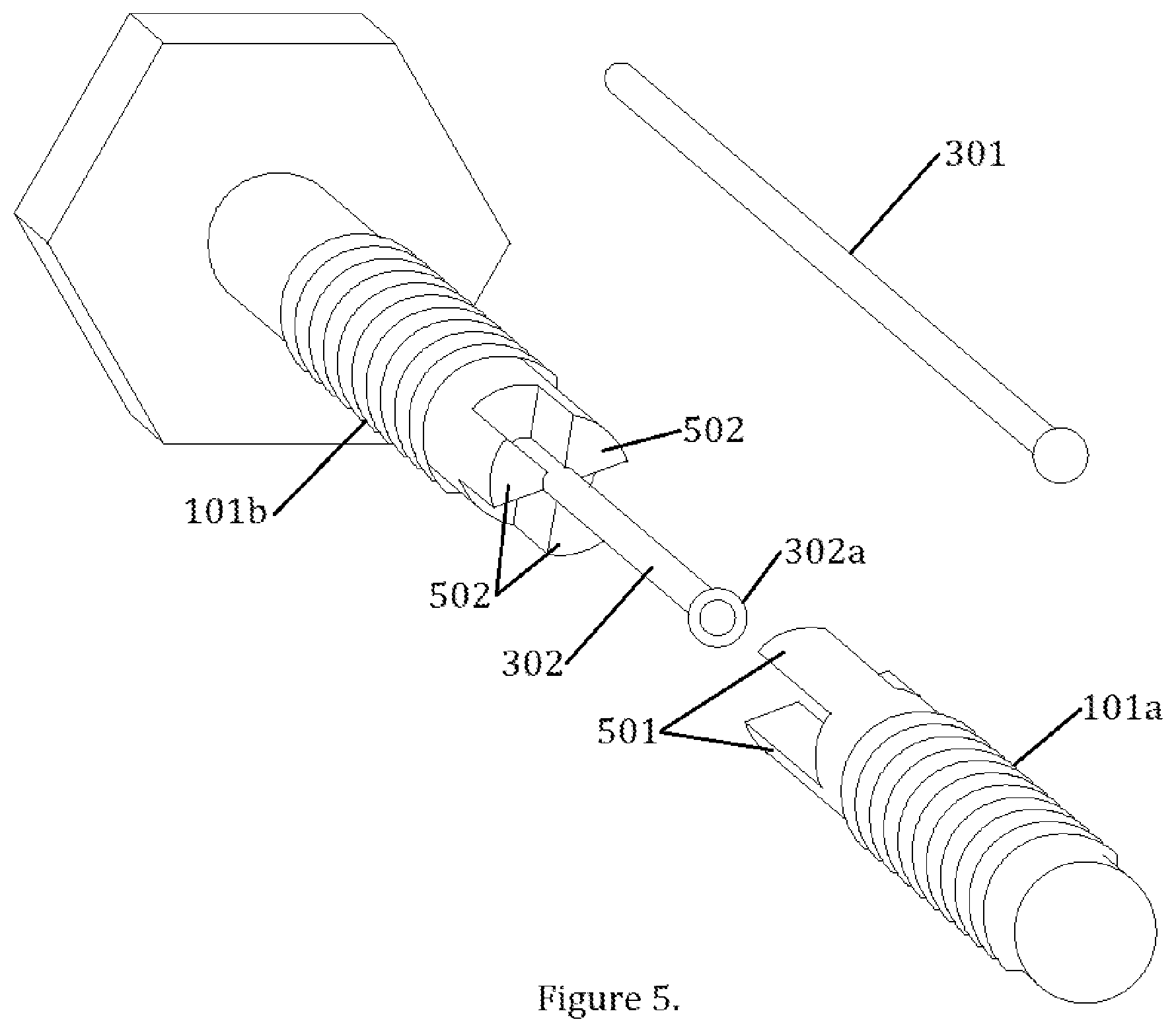 Patent US11773892 Figure 5 – Threaded fastener with improved resistance to backing out of a blind hole