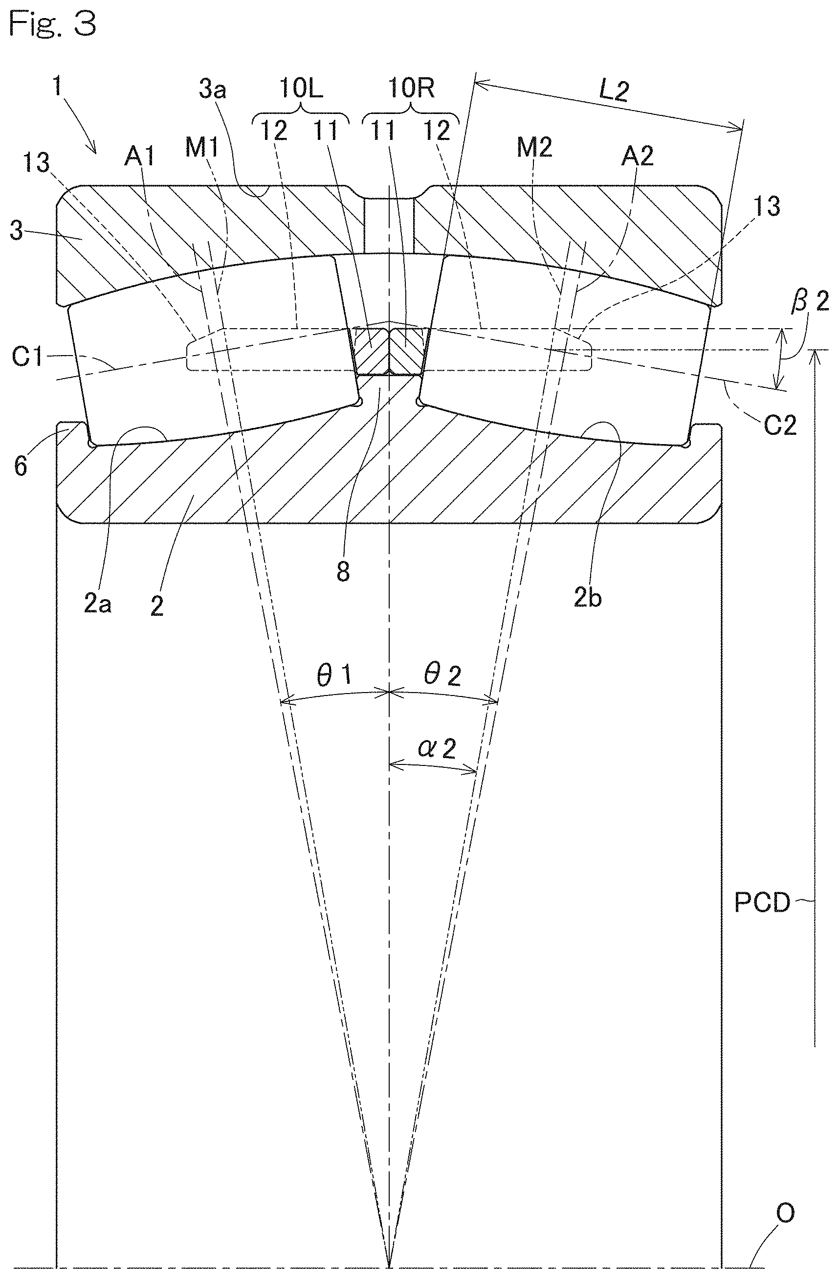 Patent US11773901 Figure 3 – Self-aligning roller bearing