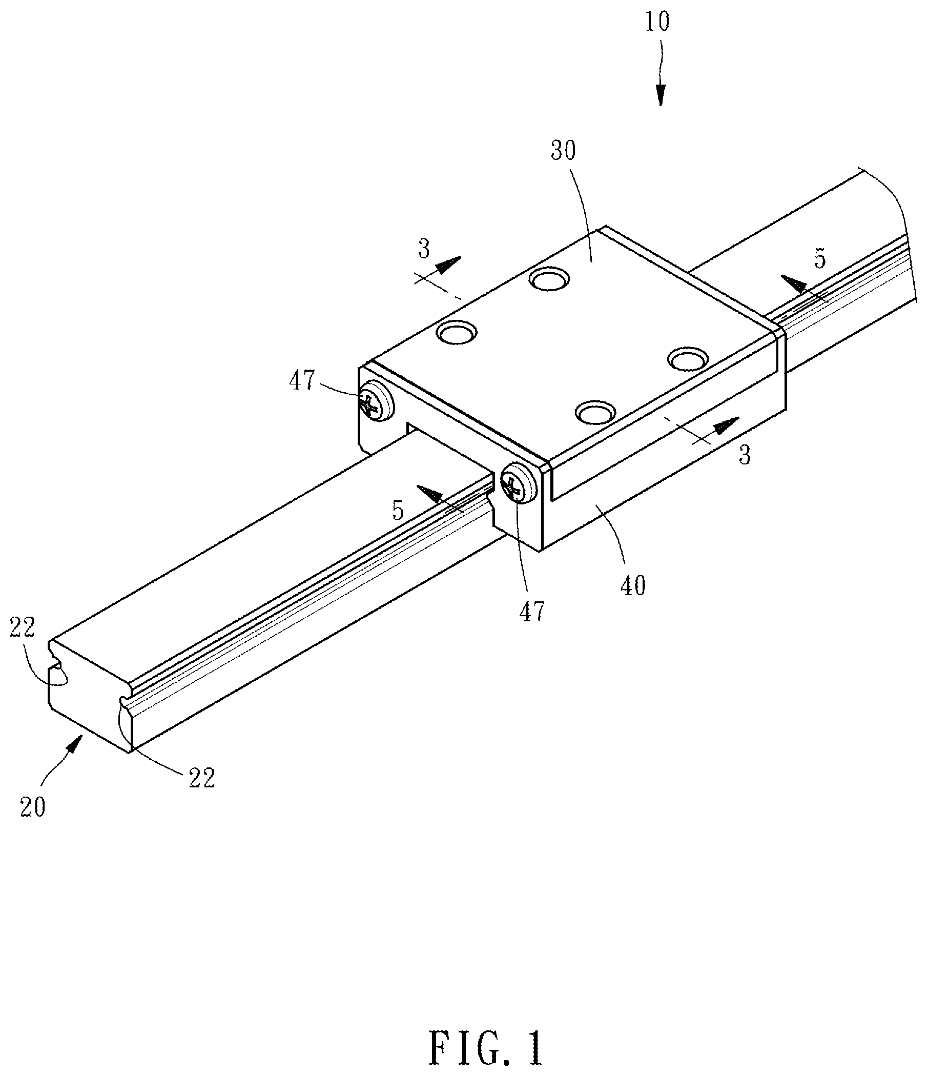 Patent US11773903 Figure 1 – Linear guideway with lubricating structure