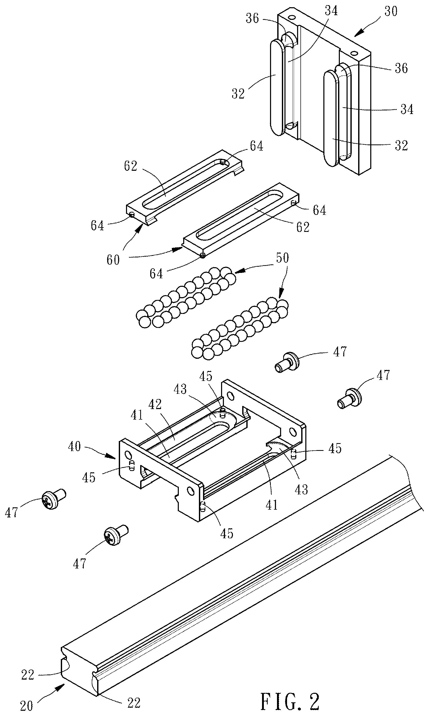Patent US11773903 Figure 2 – Linear guideway with lubricating structure