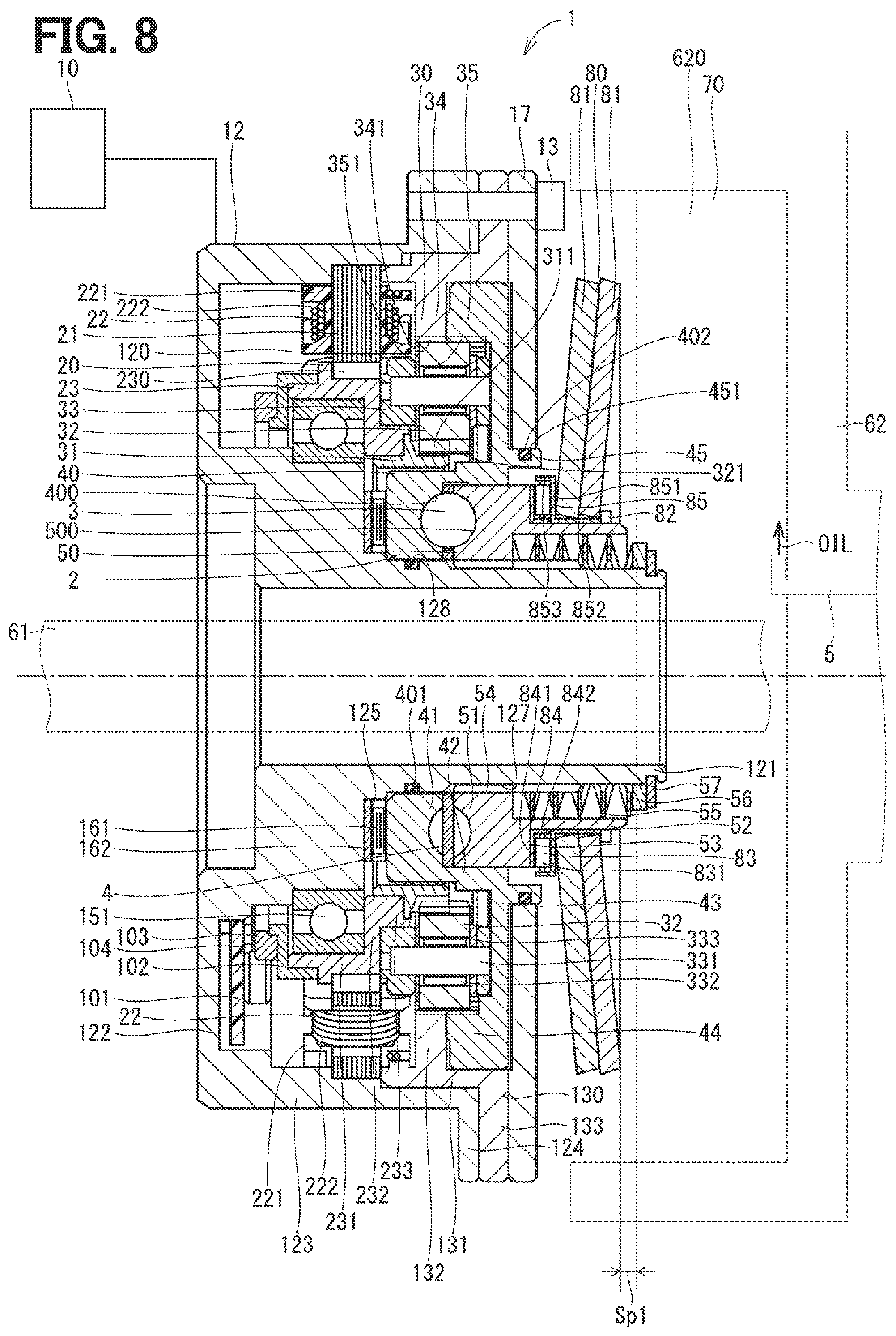 Patent US11773915 Figure 8 – Clutch device