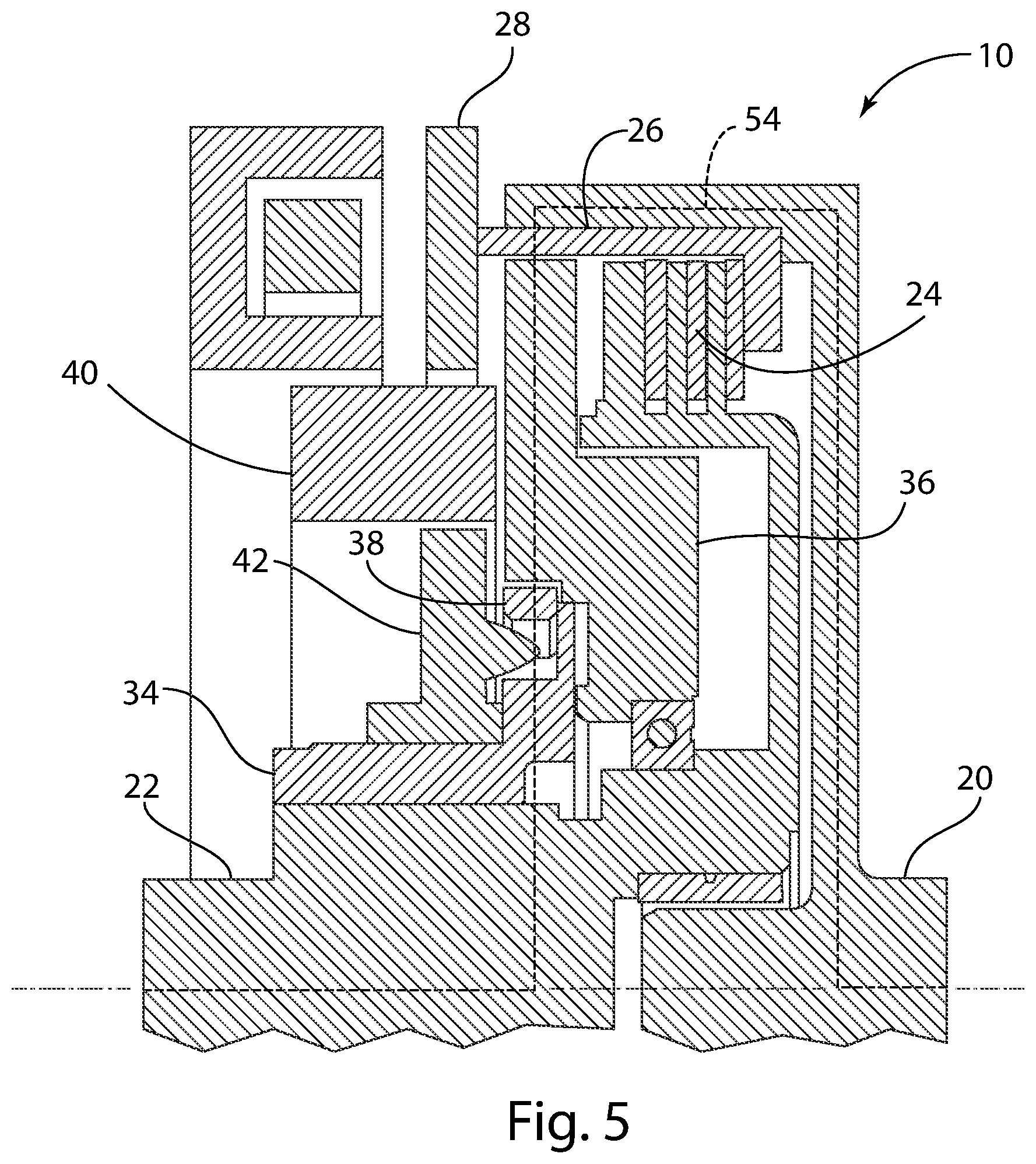 Patent US11773916 Figure 5 – Clutch assembly having an electromagnetic friction clutch and a dynamic controllable clutch