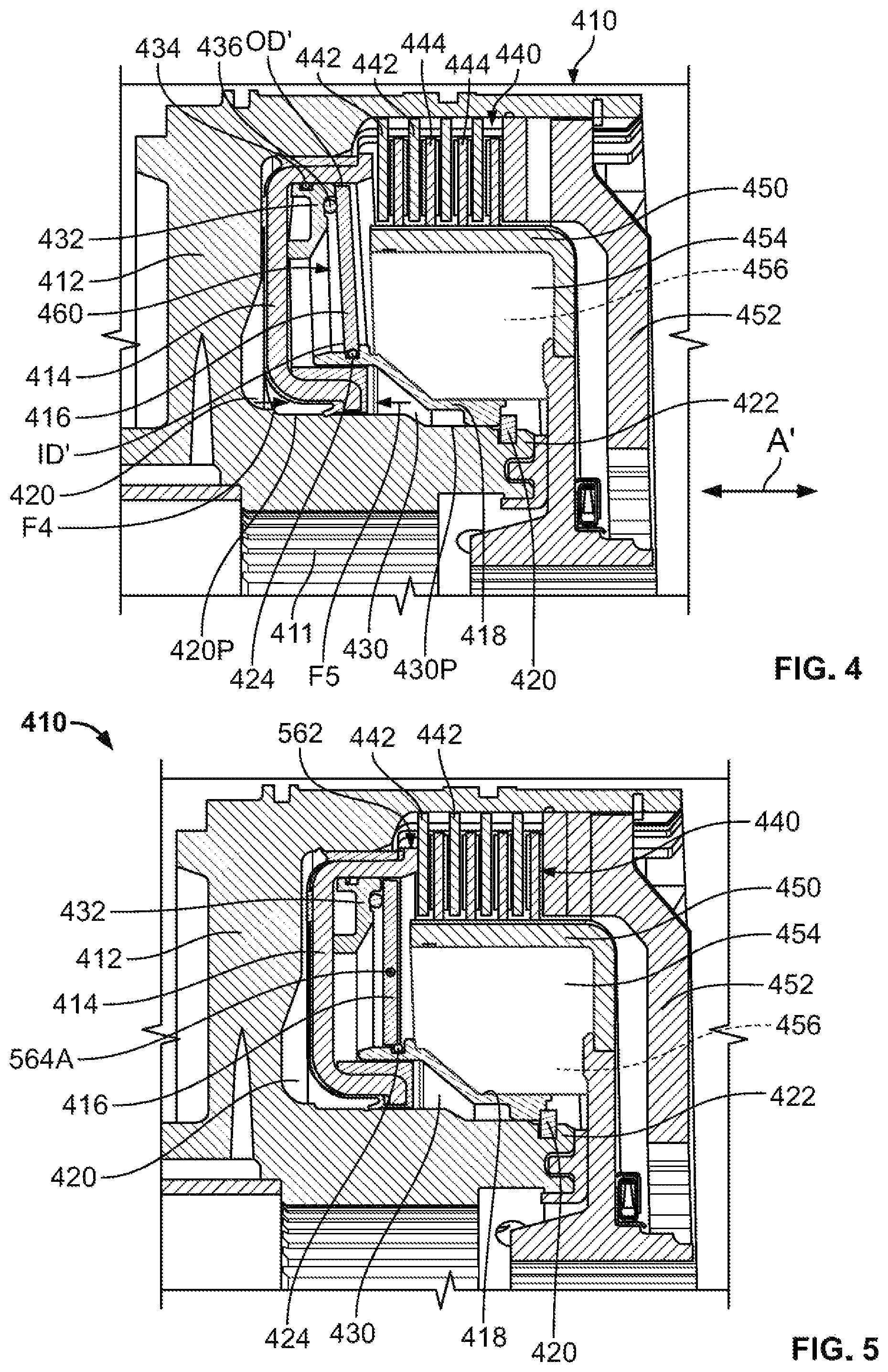Patent US11773922 Figure 3 – Clutch assemblies with balance cavities formed by disc springs