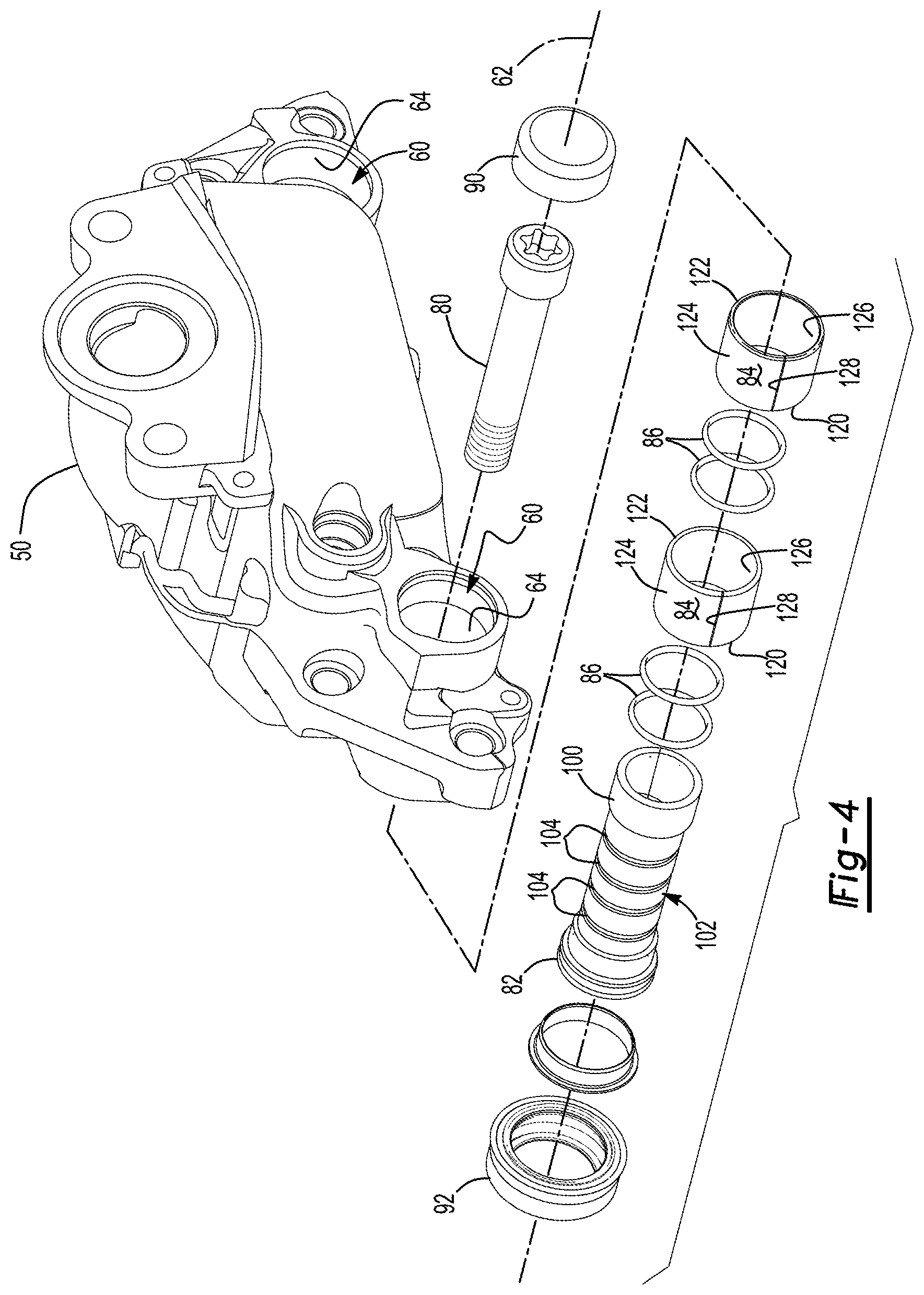 Patent US11773928 Figure 4 – Brake assembly having a guide pin assembly