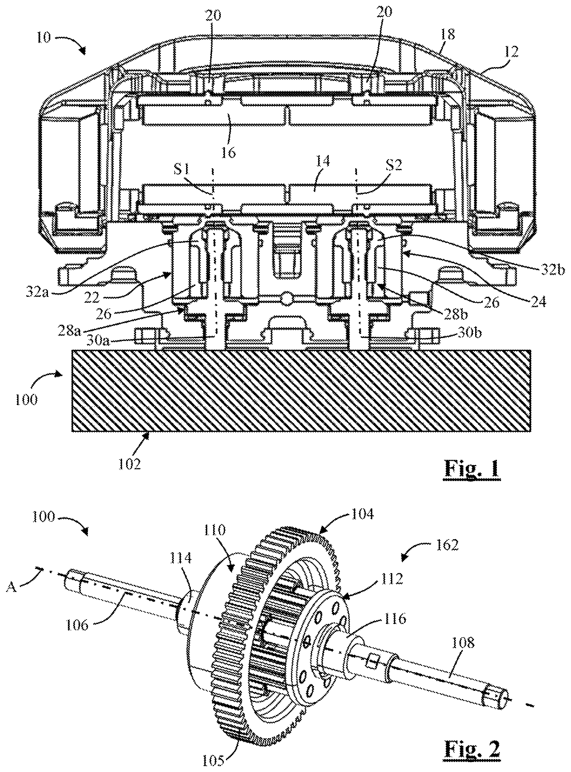 Patent US11773936 Figure 1 – Brake system with distributing assembly