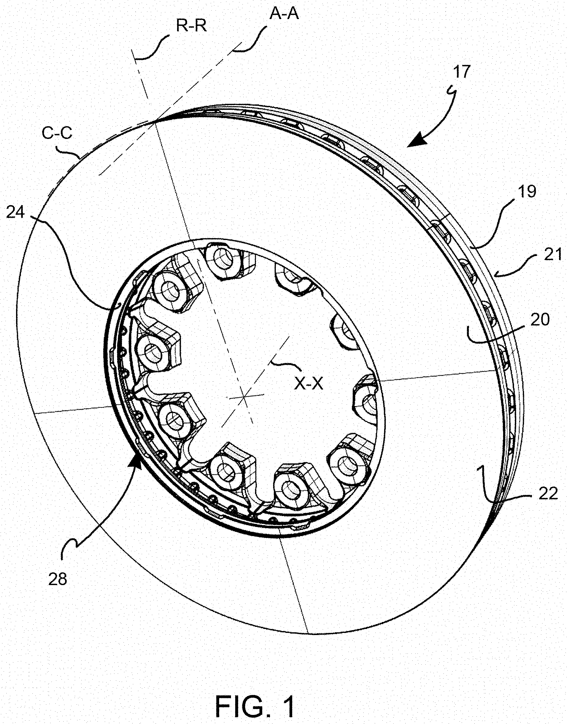Patent US11773937 Figure 1 – Anti-lock sensor ring, disk brake band and assembly