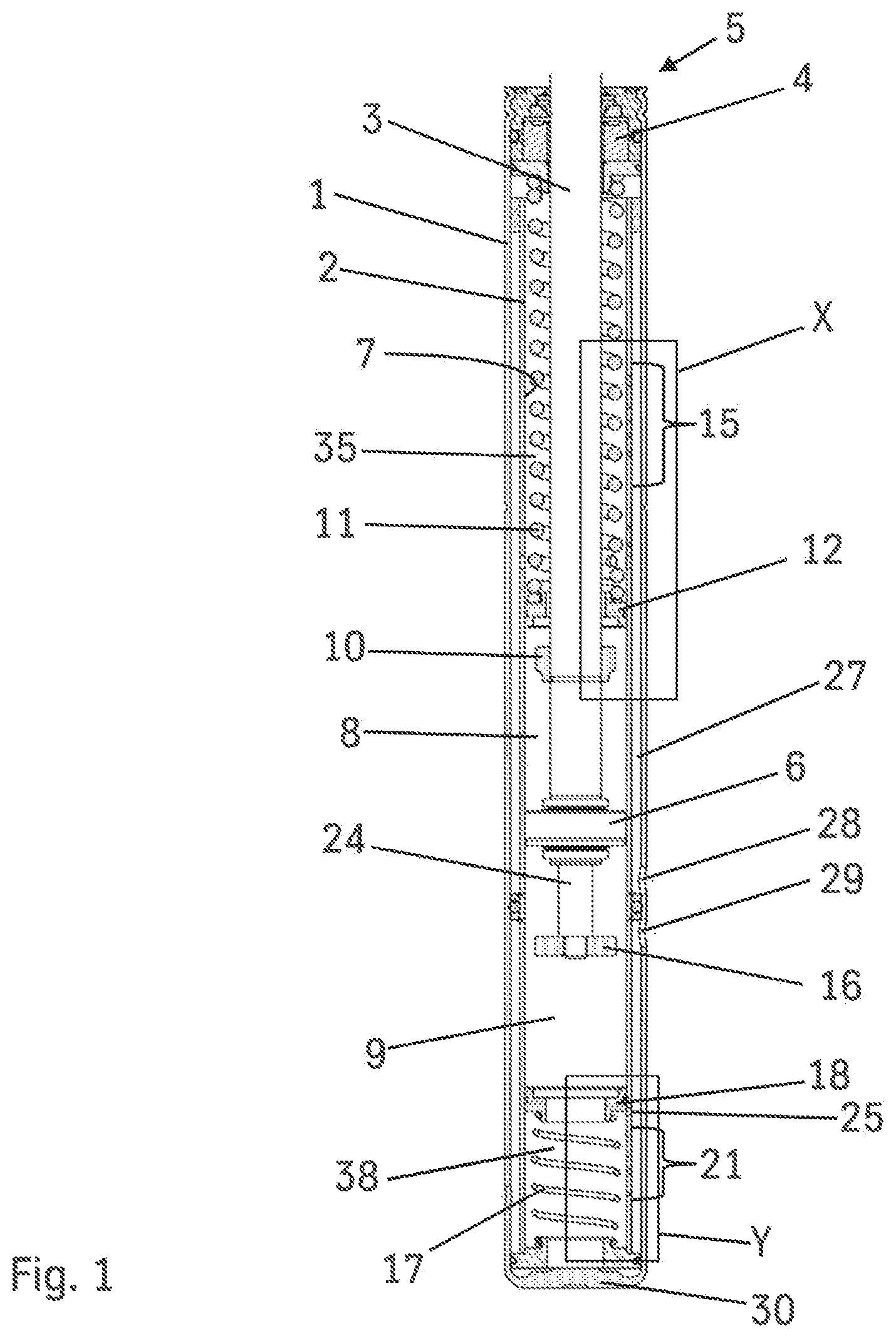 Patent US11773941 Figure 1 – Hydraulic vibration damper having a rebound stop and a compression stop