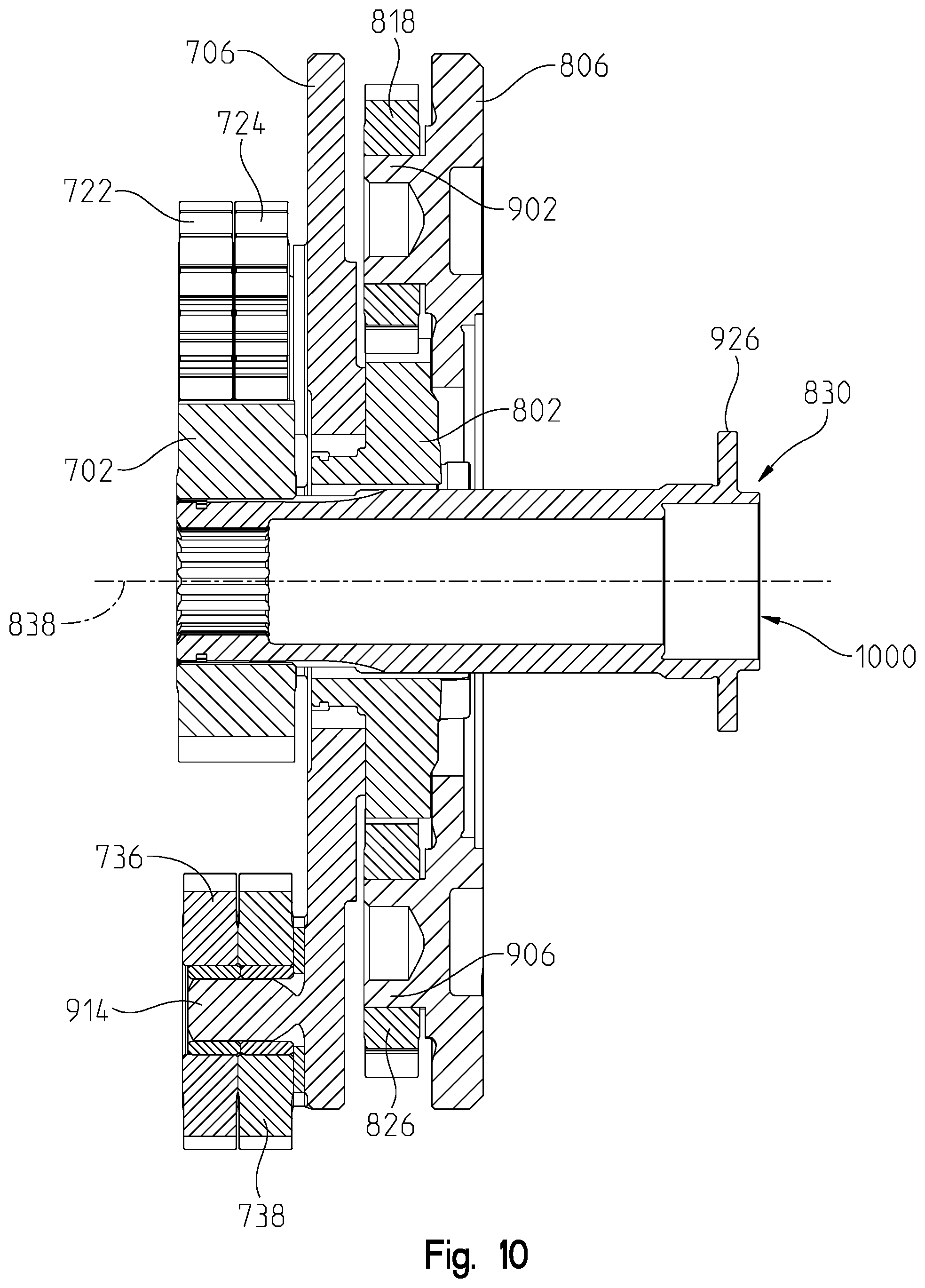 Patent US11773944 Figure 10 – Complex planetary design utilizing planet geometry for stackable and reversible planetaries