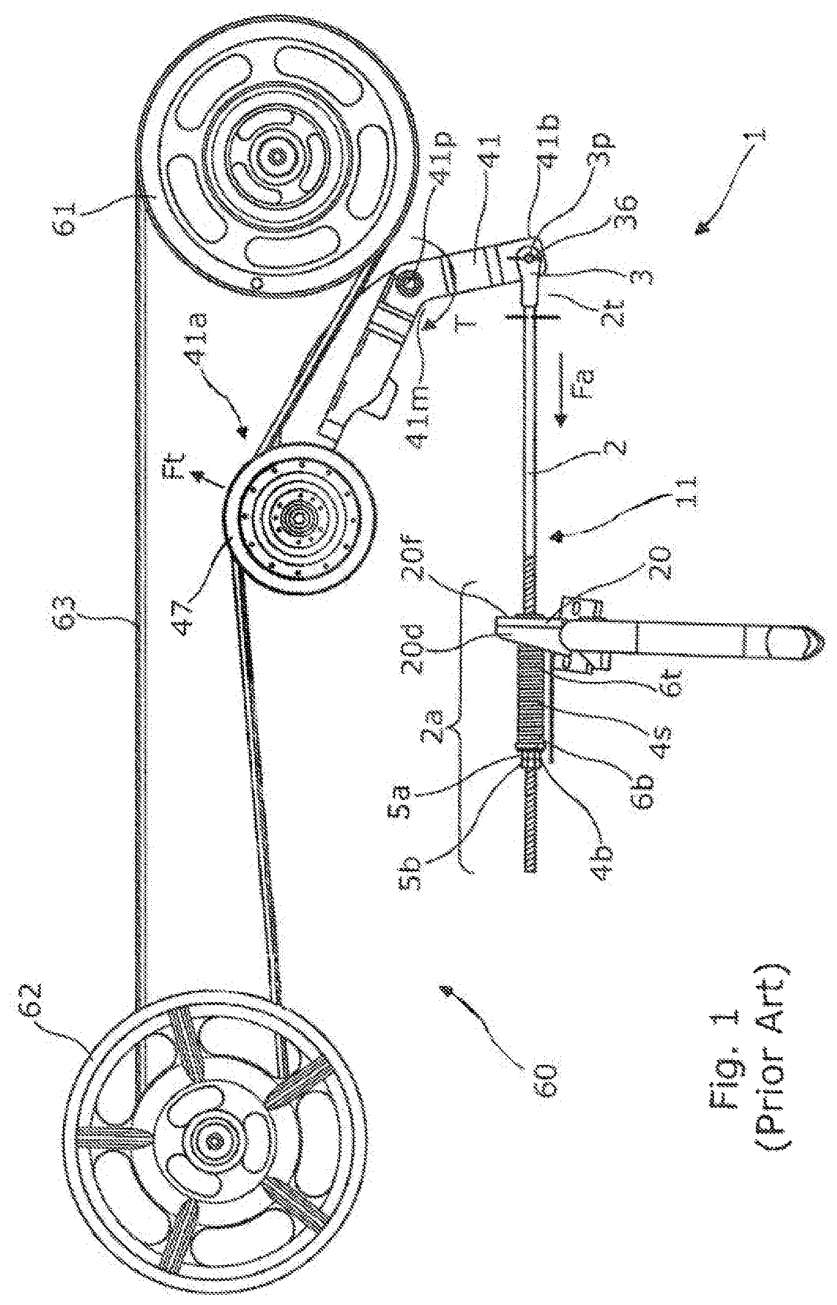 Patent US11773945 Figure 1 – Easy adjust tensioner assembly