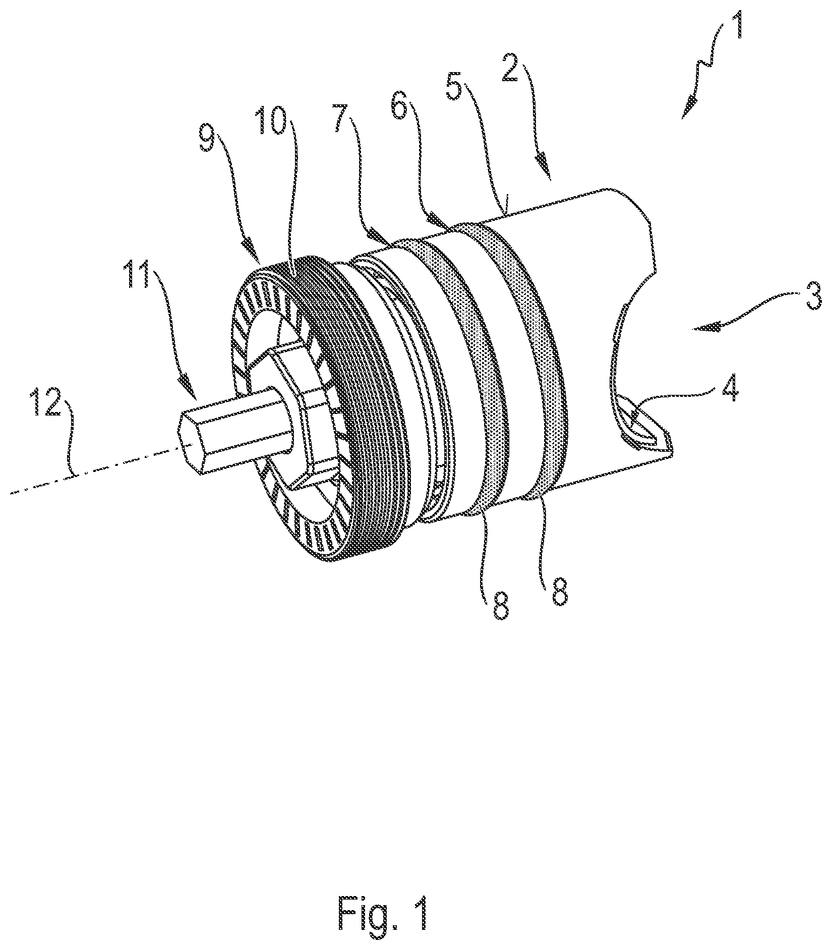Patent US11773947 Figure 1 – Apparatus for pressing a toothed rack against a pinion