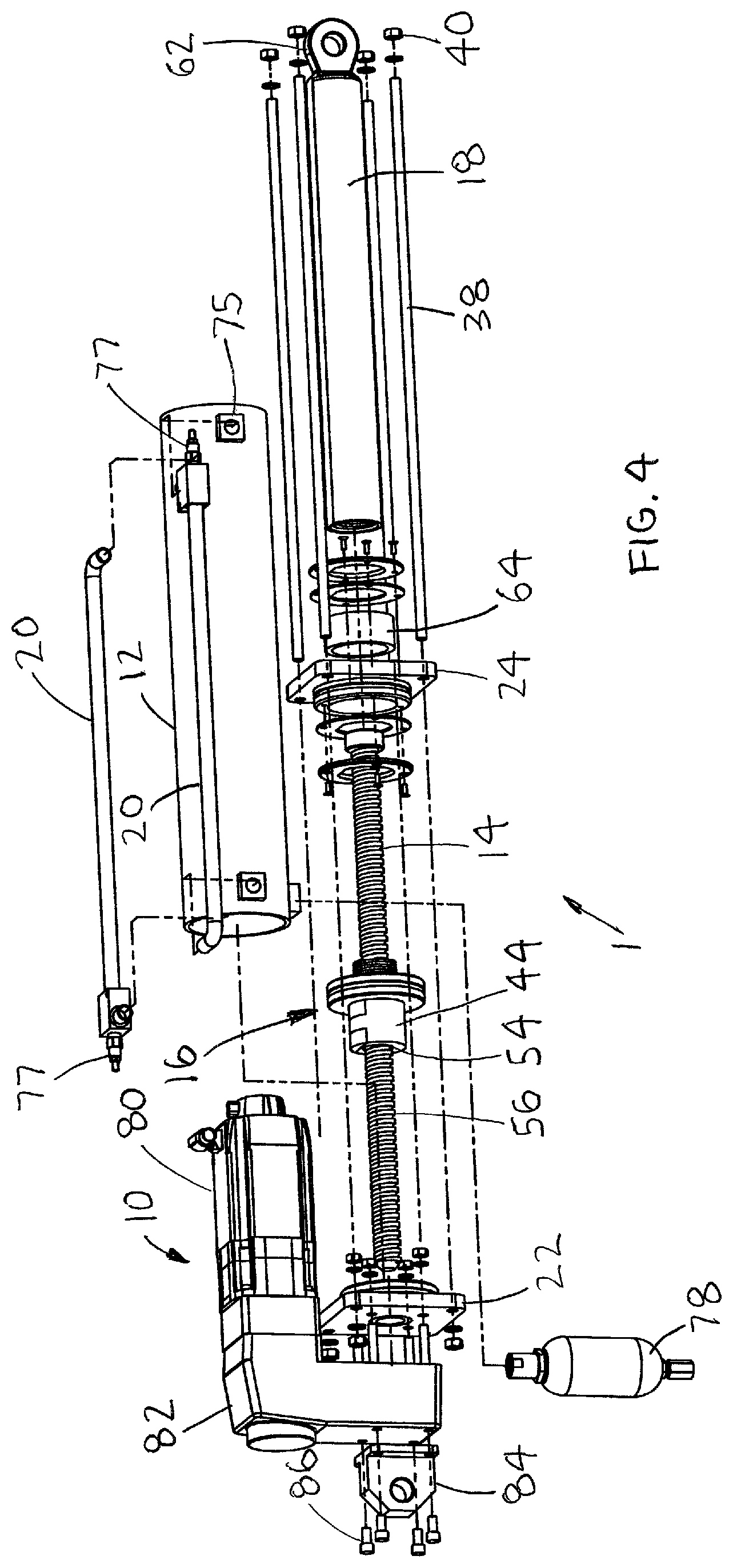 Patent US11773949 Figure 3 – Electro-hydraulic linear ball screw actuators