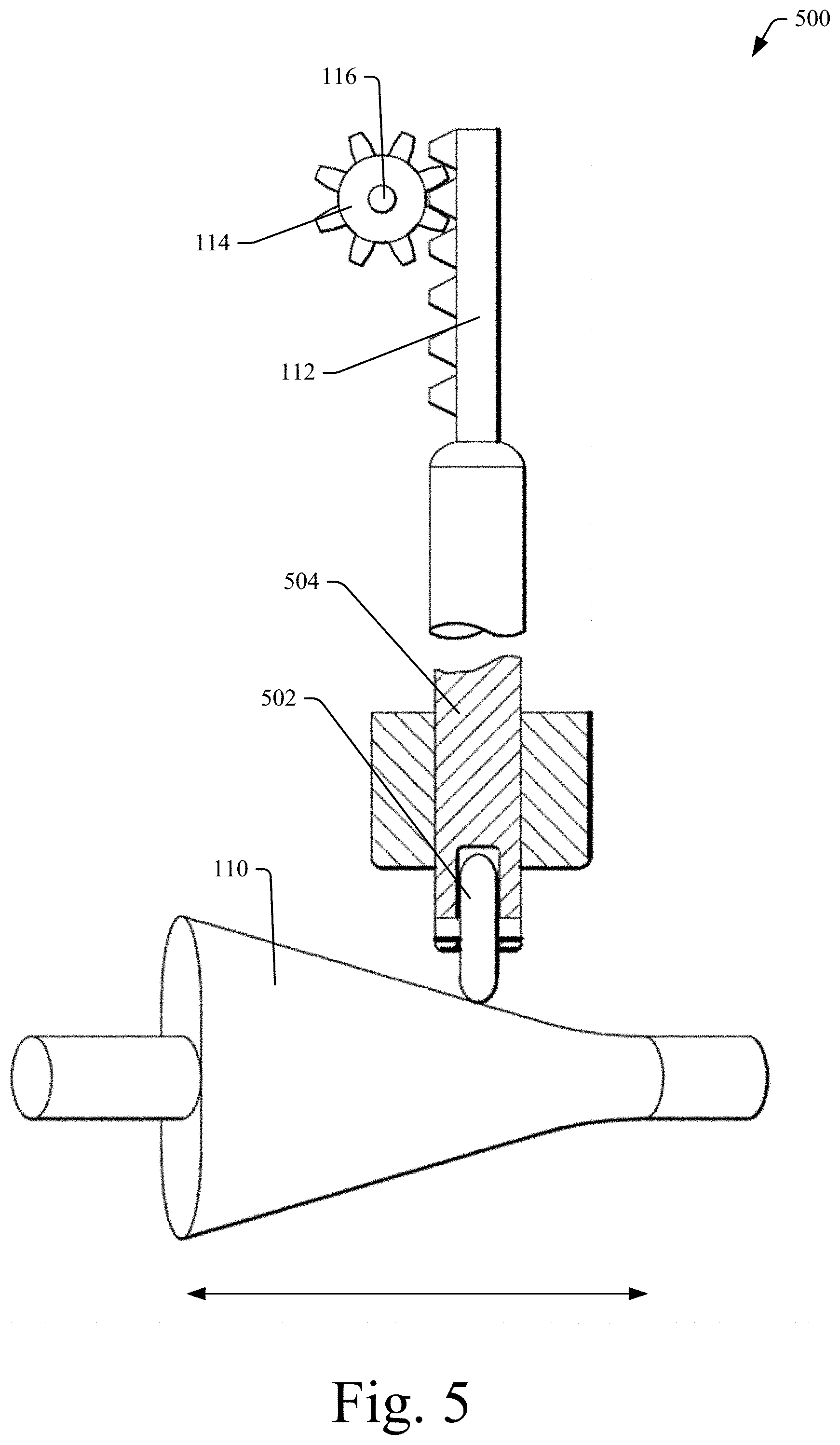 Patent US11773951 Figure 5 – Continuously-variable transmission with oscillating racks