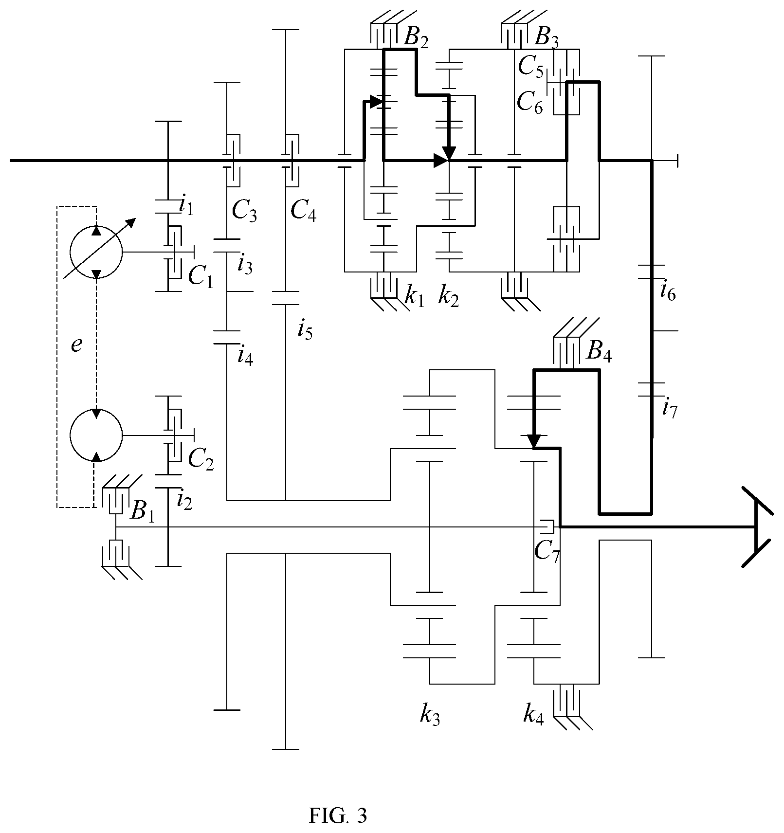 Patent US11773954 Figure 3 – Multi-mode hydro-mechanical hybrid transmission device