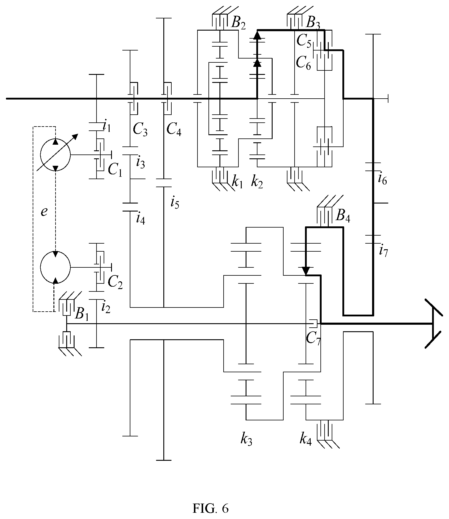 Patent US11773954 Figure 6 – Multi-mode hydro-mechanical hybrid transmission device